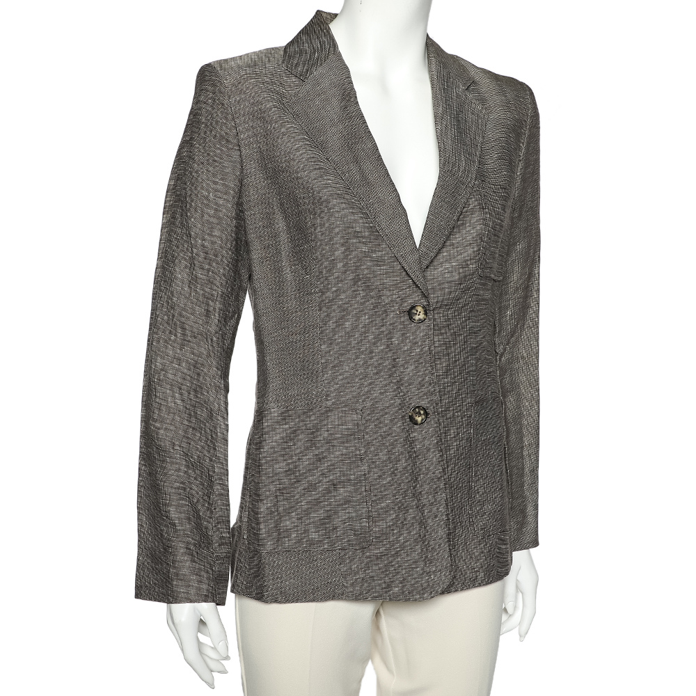 

Celine Brown Wool & Linen Button Front Blazer