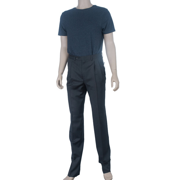 

Celine Grey Wool Straight Trousers