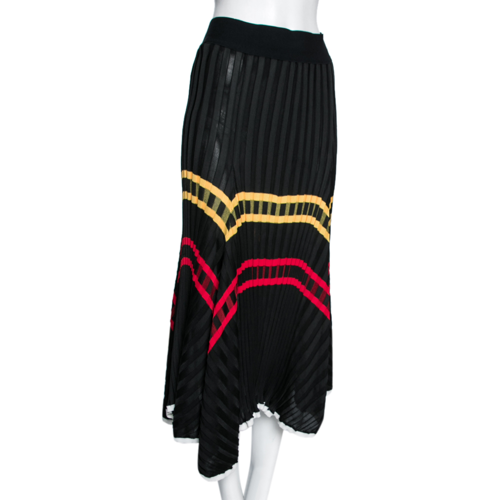 

Celine Black Knit Striped Asymmetrical Midi Skirt