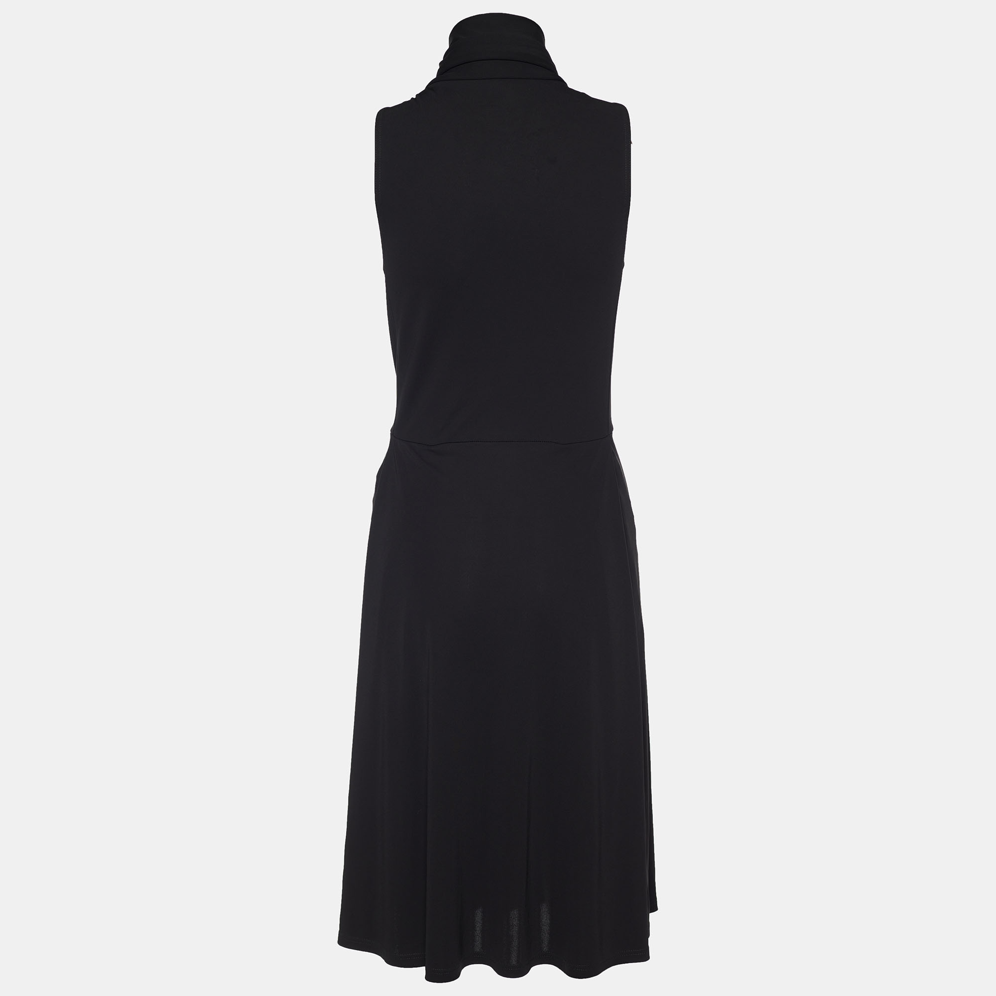 

Celine Black Stretch Crepe Neck Tie Detail Sleeveless Dress