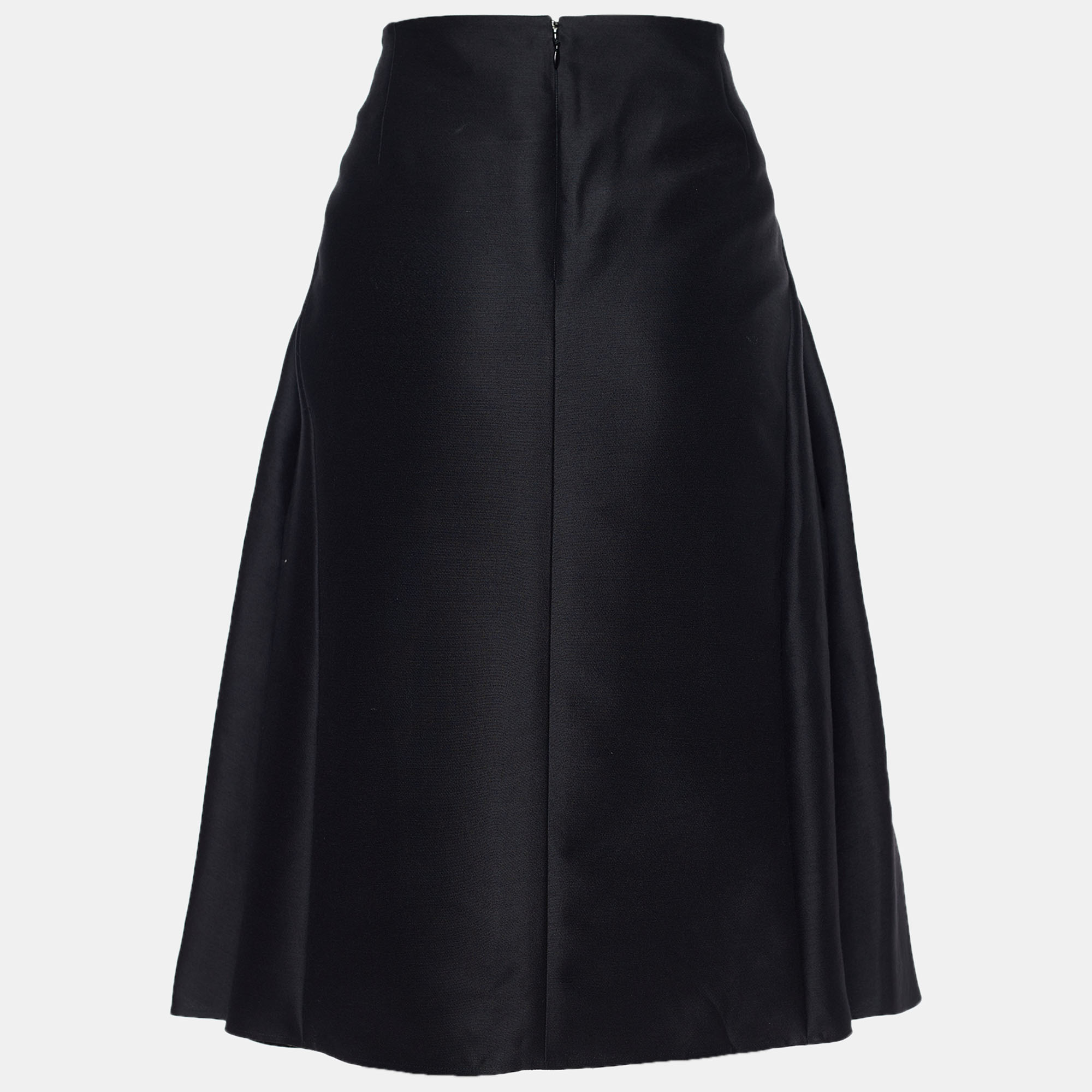 

Celine Black Wool Pleat Detailed Knee Length Skirt