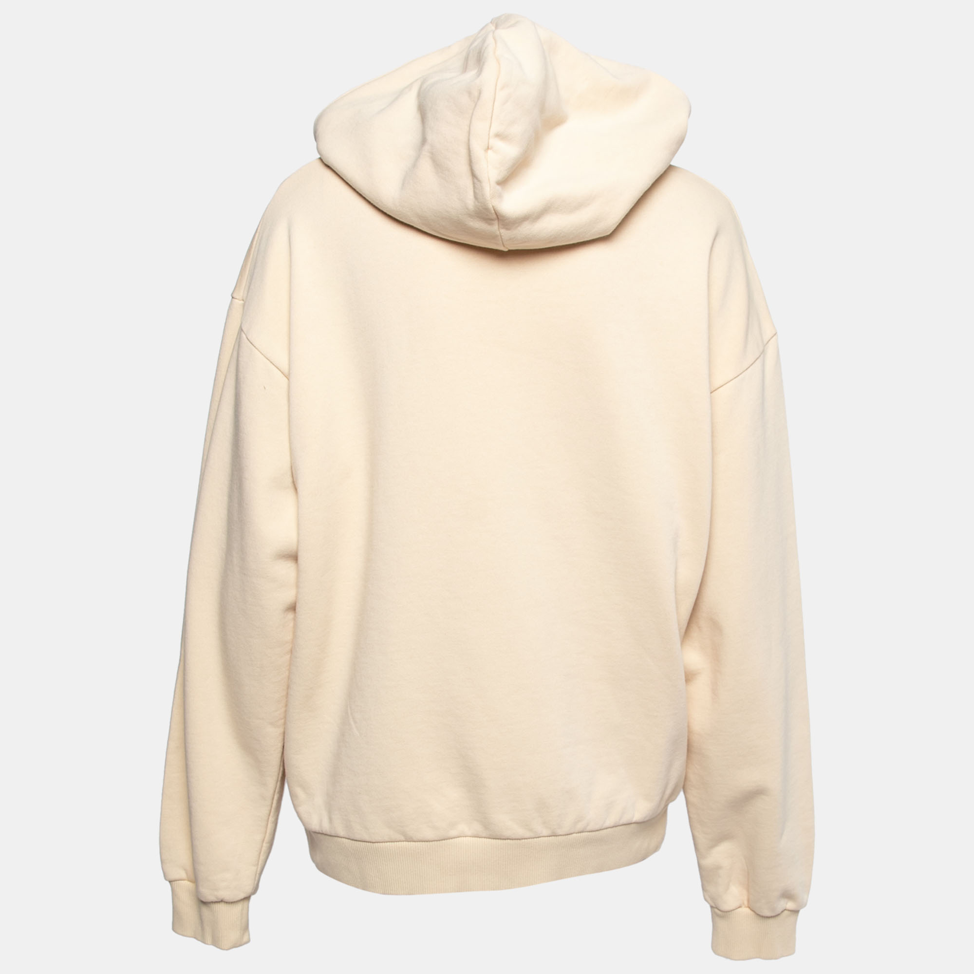

Celine Cream Cotton Logo Printed Long Sleeve Hoodie