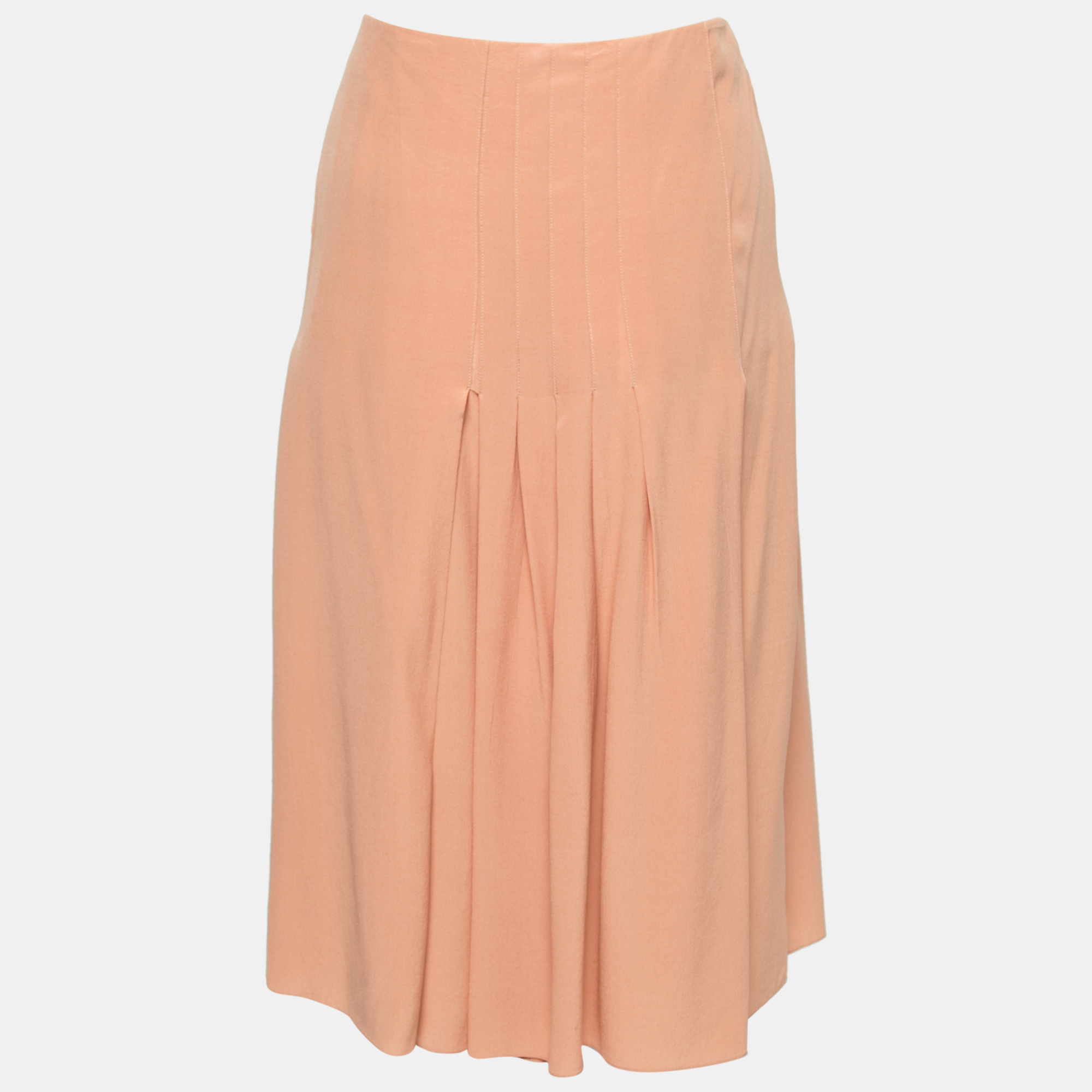 

Celine Light Orange Silk Pleated Skirt