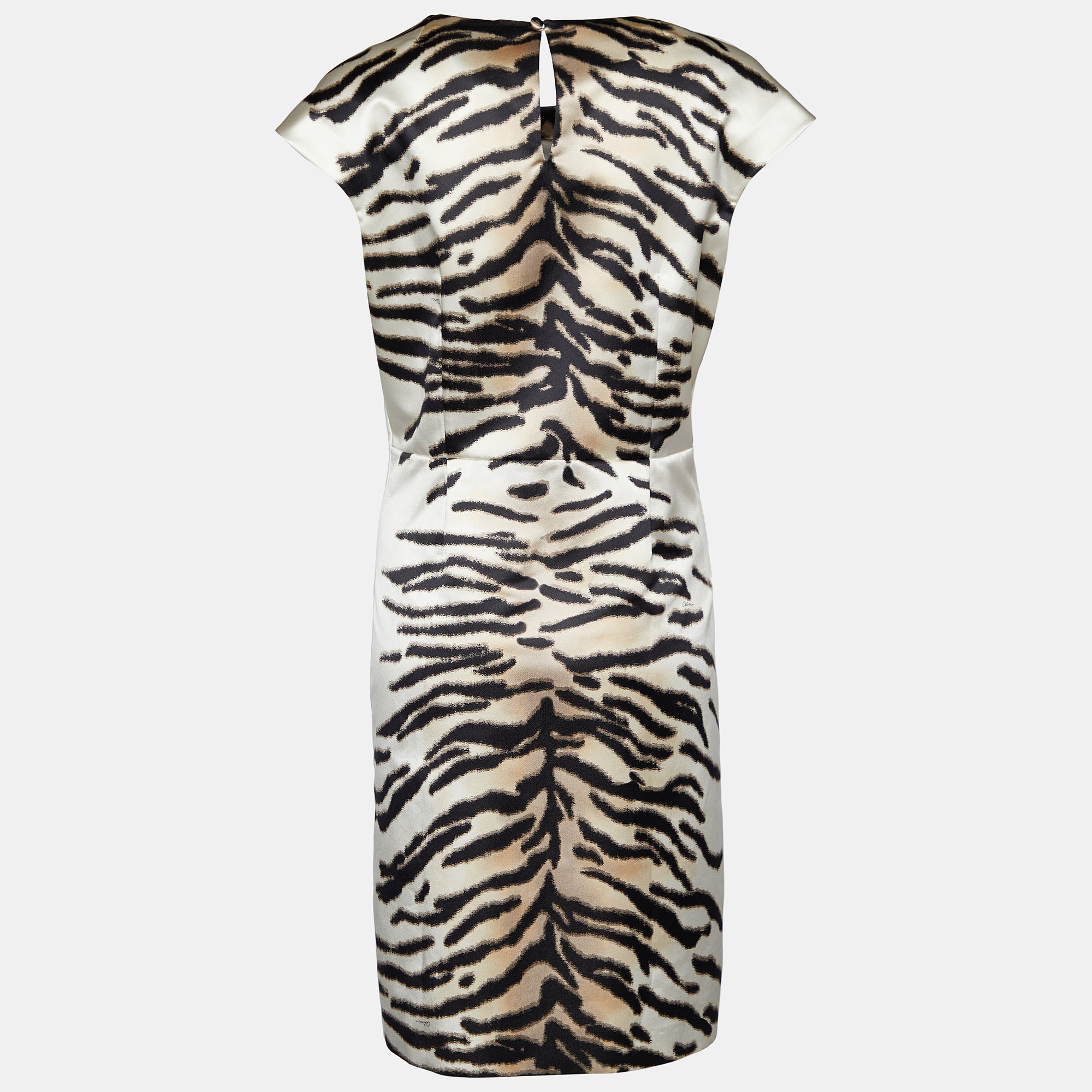 

Céline Monochrome Animal Print Satin Sheath Dress, White