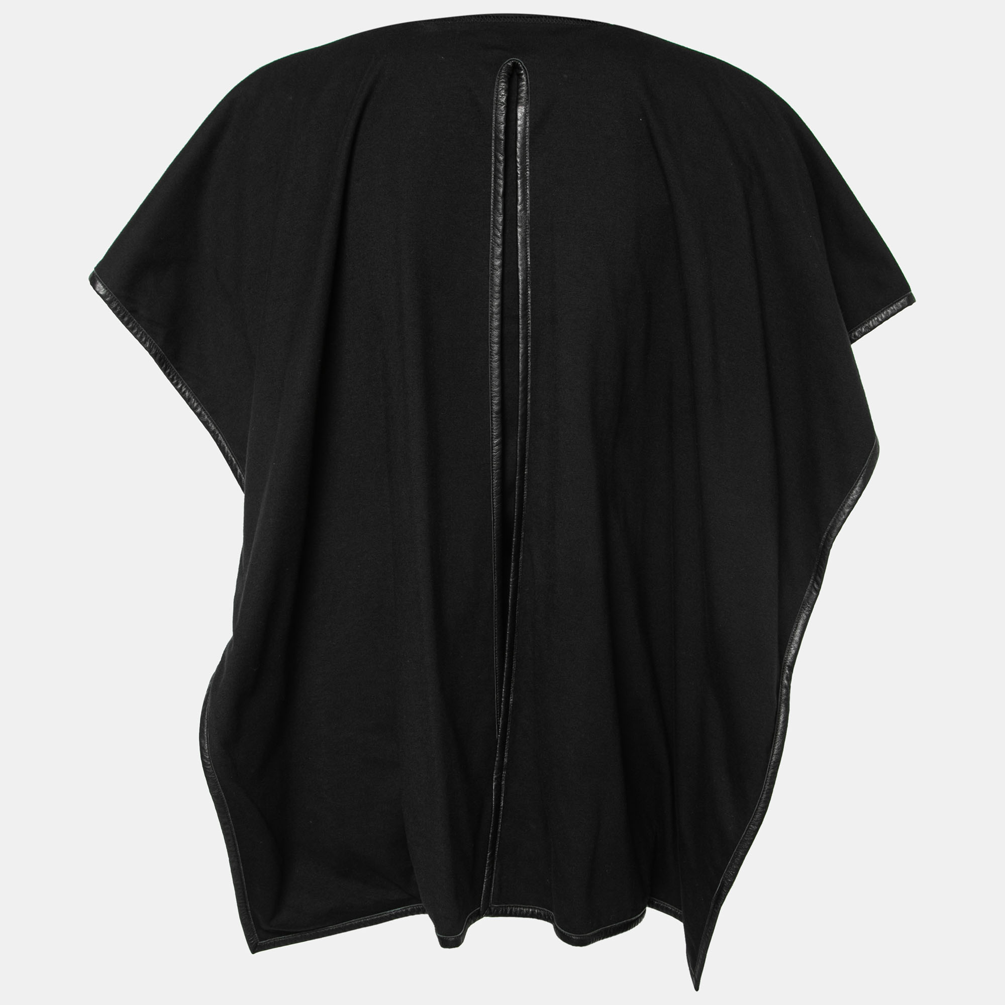 

Celine Black Cotton Leather Trimmed Overlay Paneled Short Sleeve T-Shirt