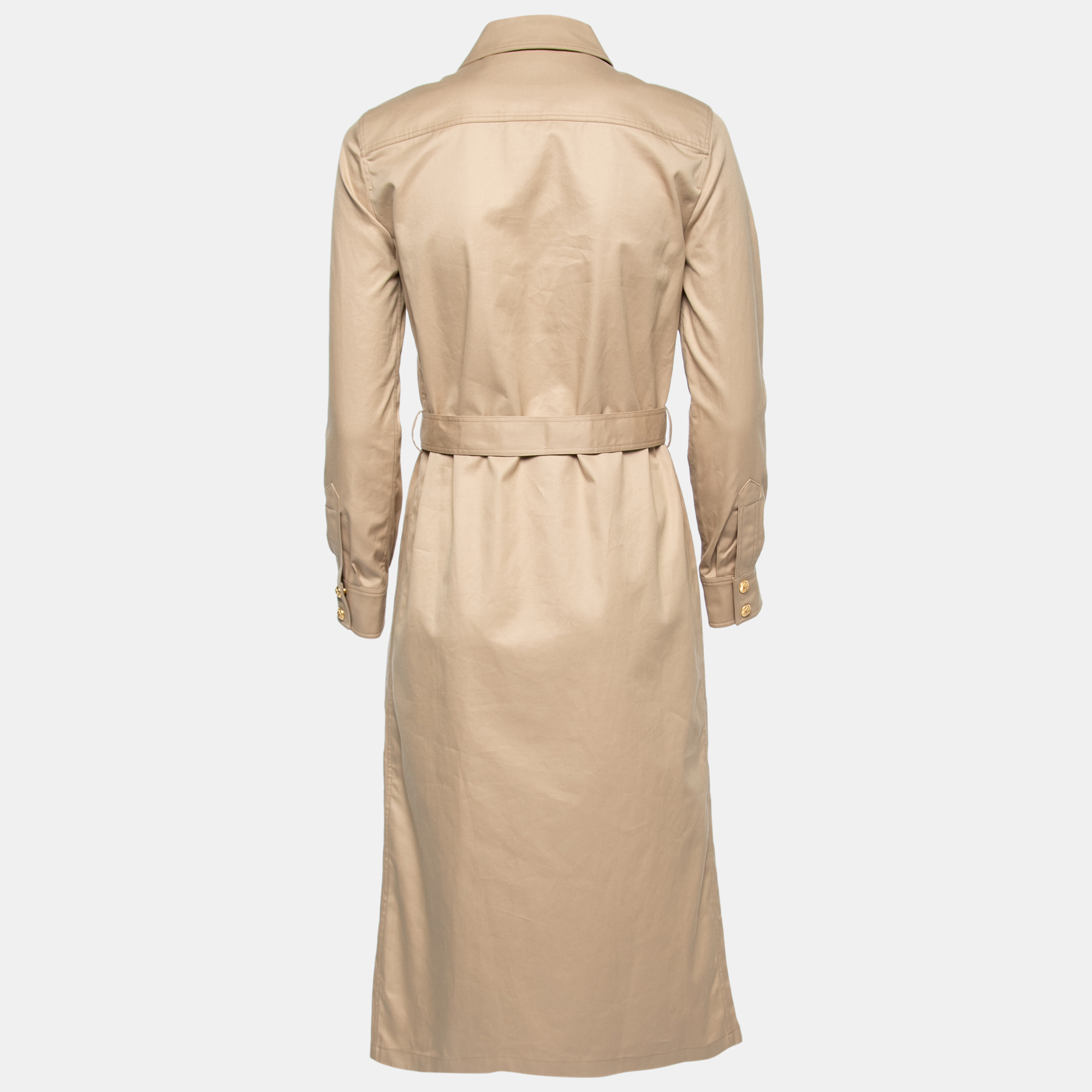 

Celine Beige Gabardine Belted Midi Dress