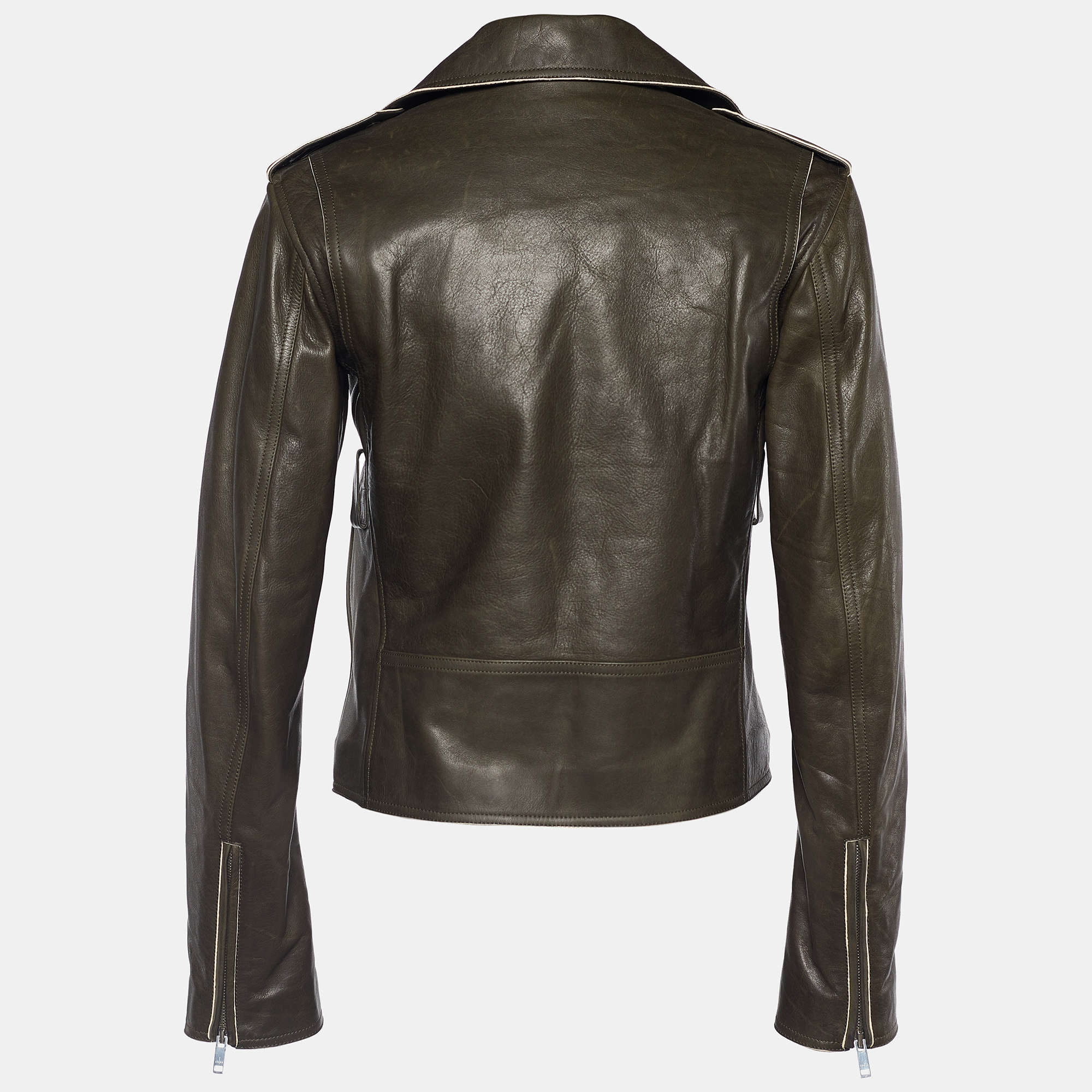 

Celine Khaki Green Leather Biker Jacket