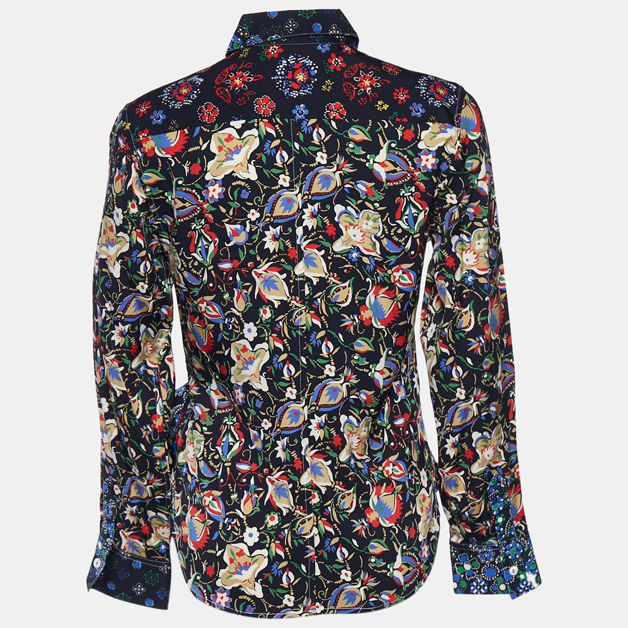 

Celine Black Floral Printed Silk Tie Detail Shirt