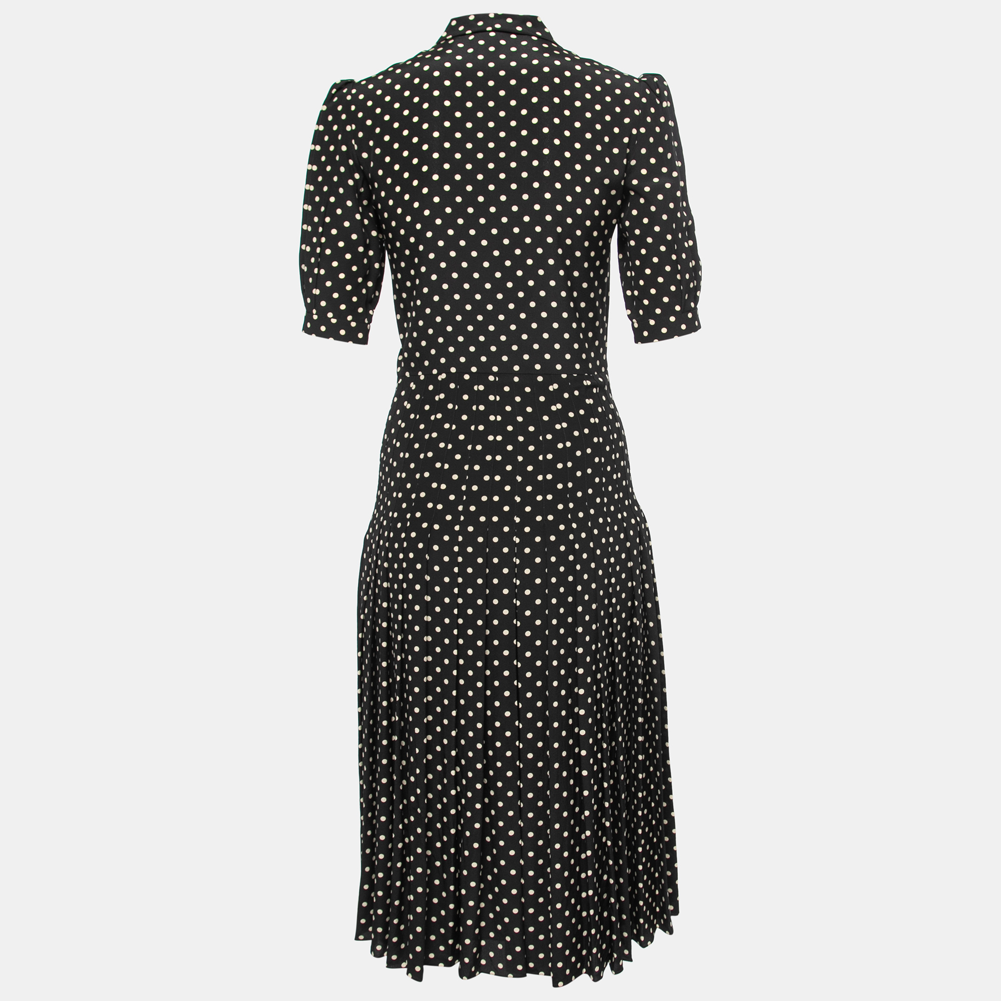 

Celine Monochrome Polka Dot Silk Mid Length Dress, Black