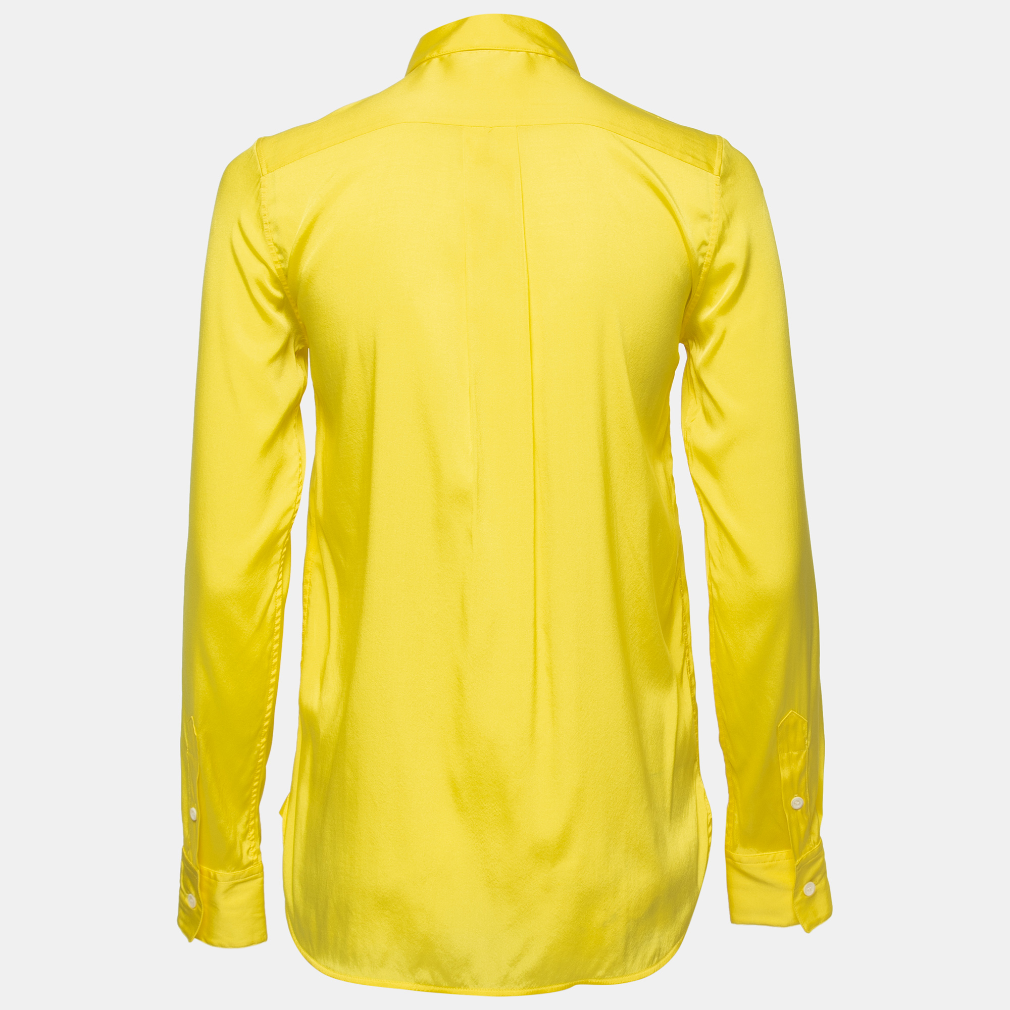 

Celine Canary Yellow Silk Blend Button Front Shirt