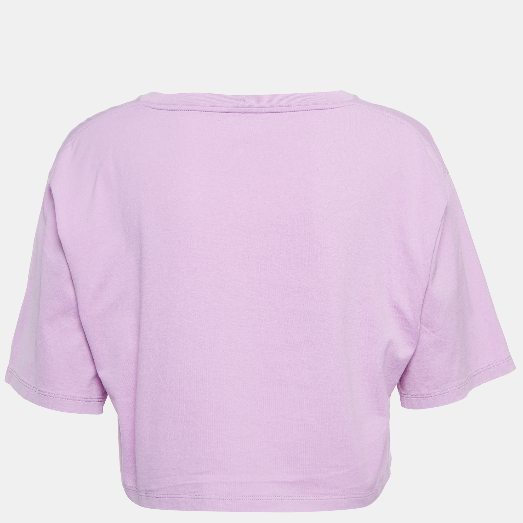 

Celine Purple Logo Print Cotton Crop T-Shirt