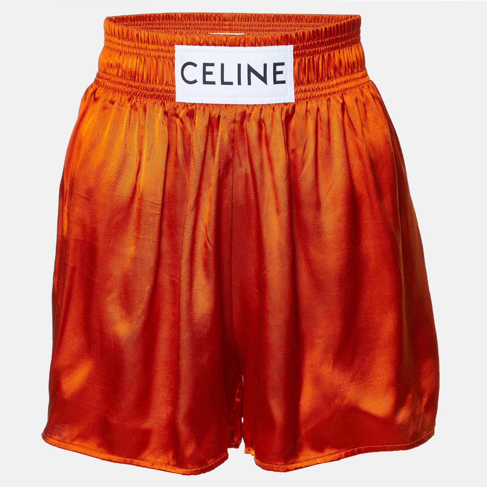 

Celine Orange Satin Elasticised Waist Shorts S