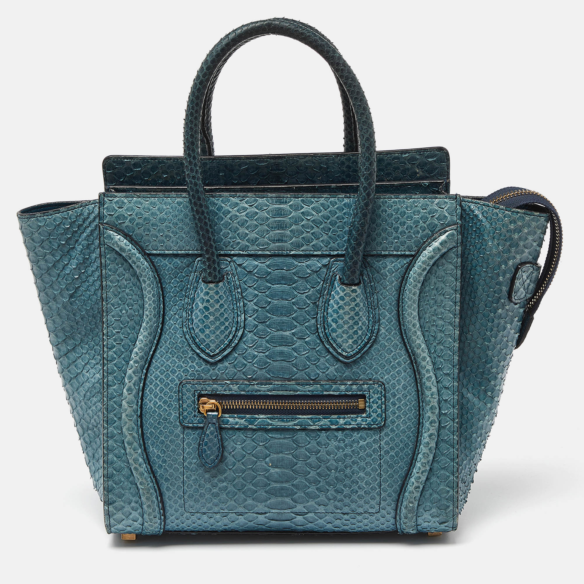 

Celine Blue Python Micro Luggage Tote