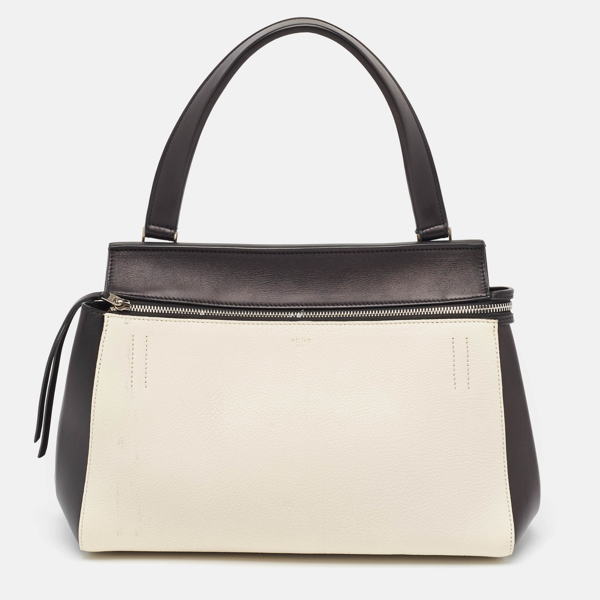 

Celine Black/White Leather  Edge Top Handle Bag