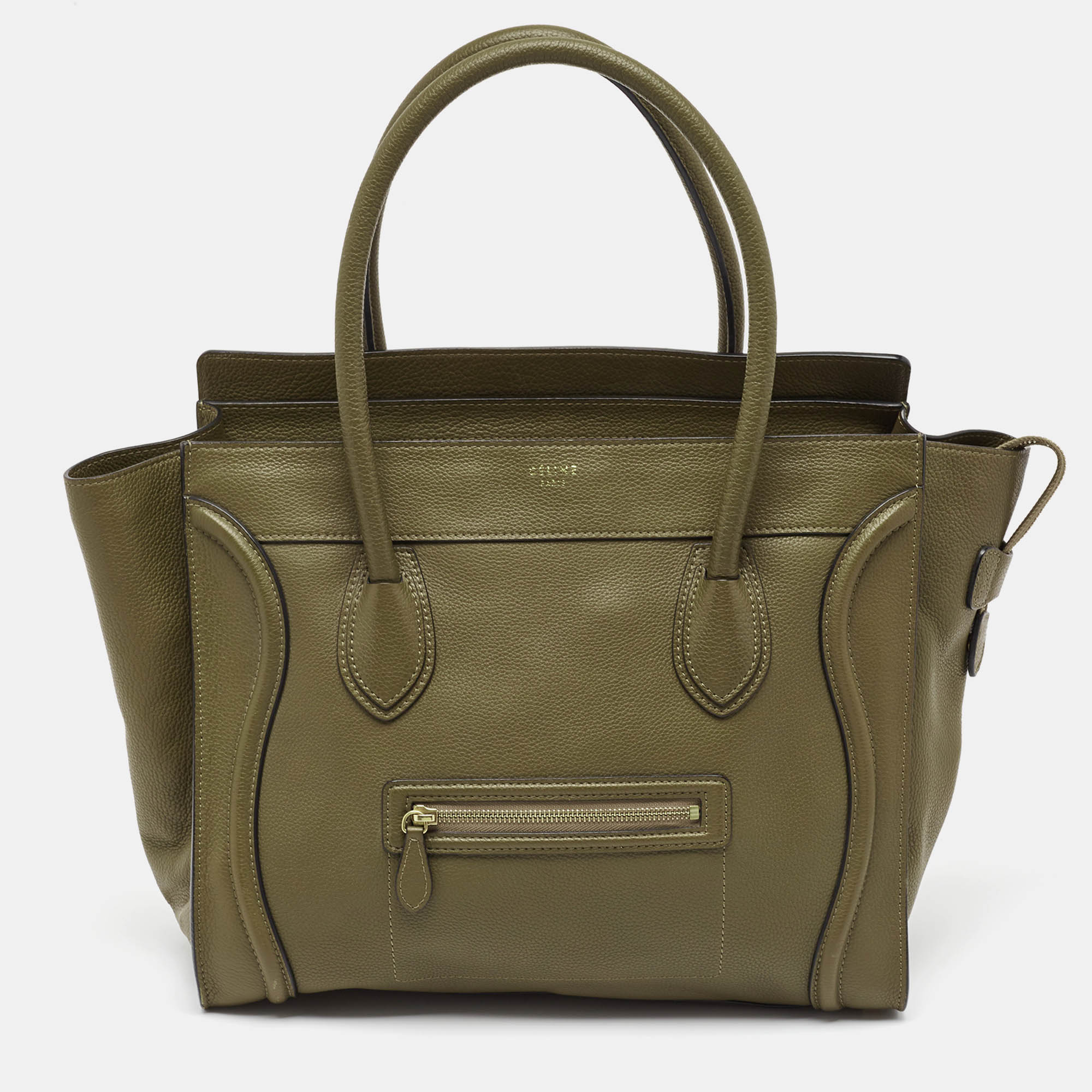 

Celine Olive Green Leather Shoulder Luggage Tote