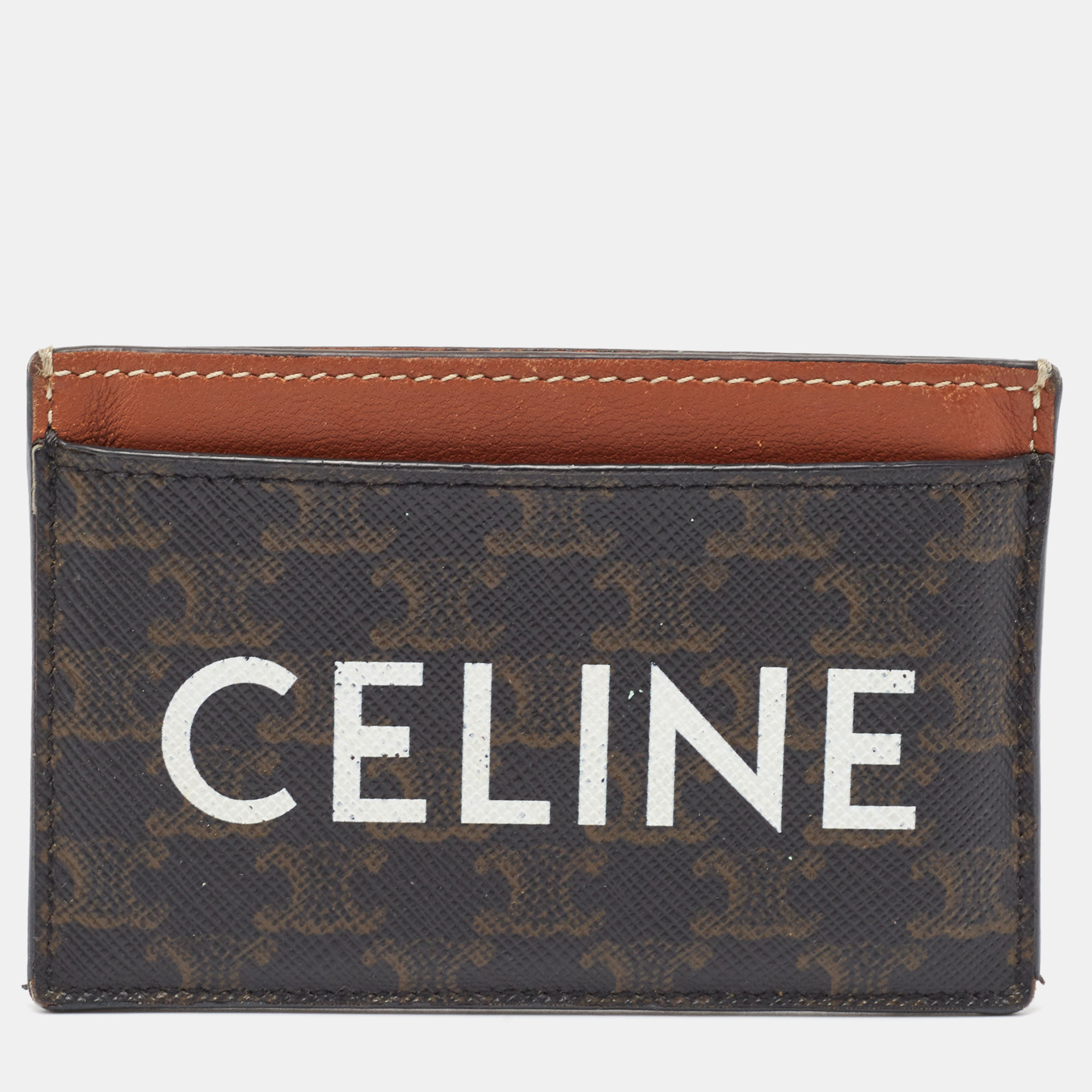 

Celine Brown Macadam Coated Canvas and Leather Card Holder