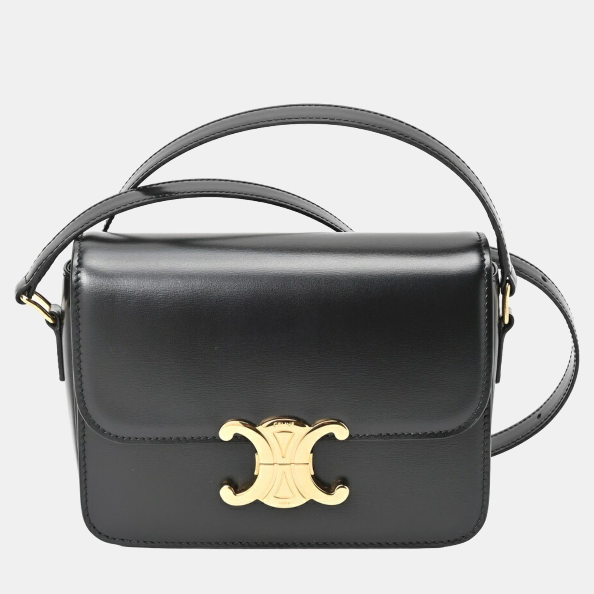 

Celine Black Leather  Triomphe Shoulder Bag