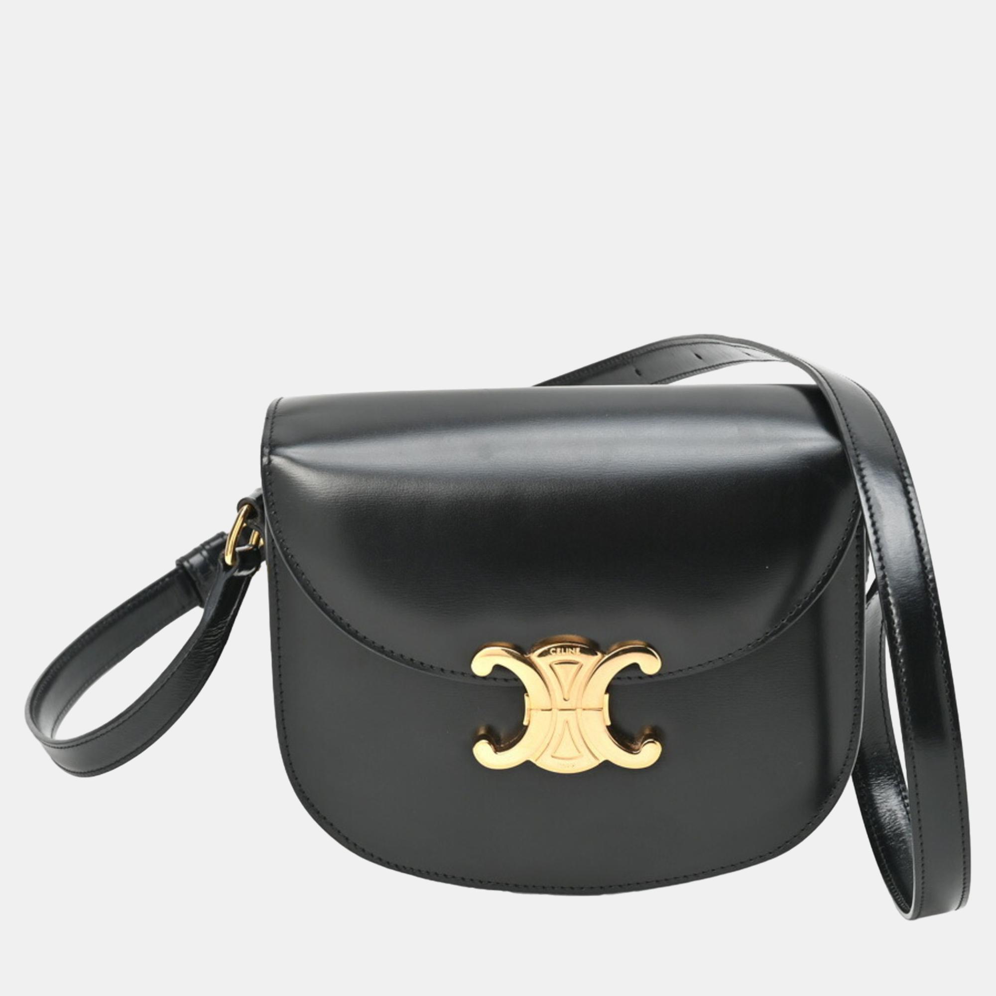 

Celine Black Leather Teen Besace Triomphe Shoulder Bag