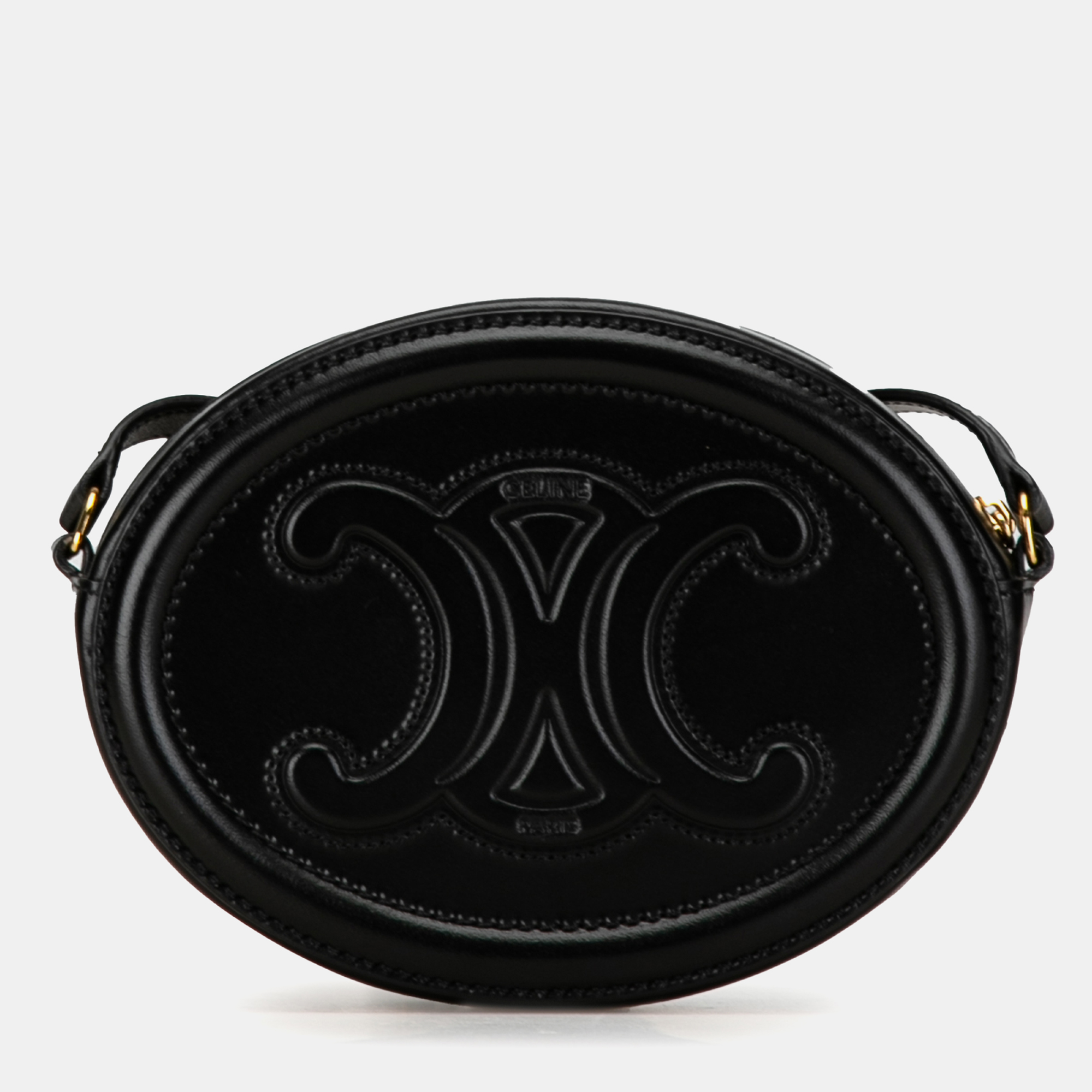 

Celine Cuir Triomphe Oval Crossbody, Black