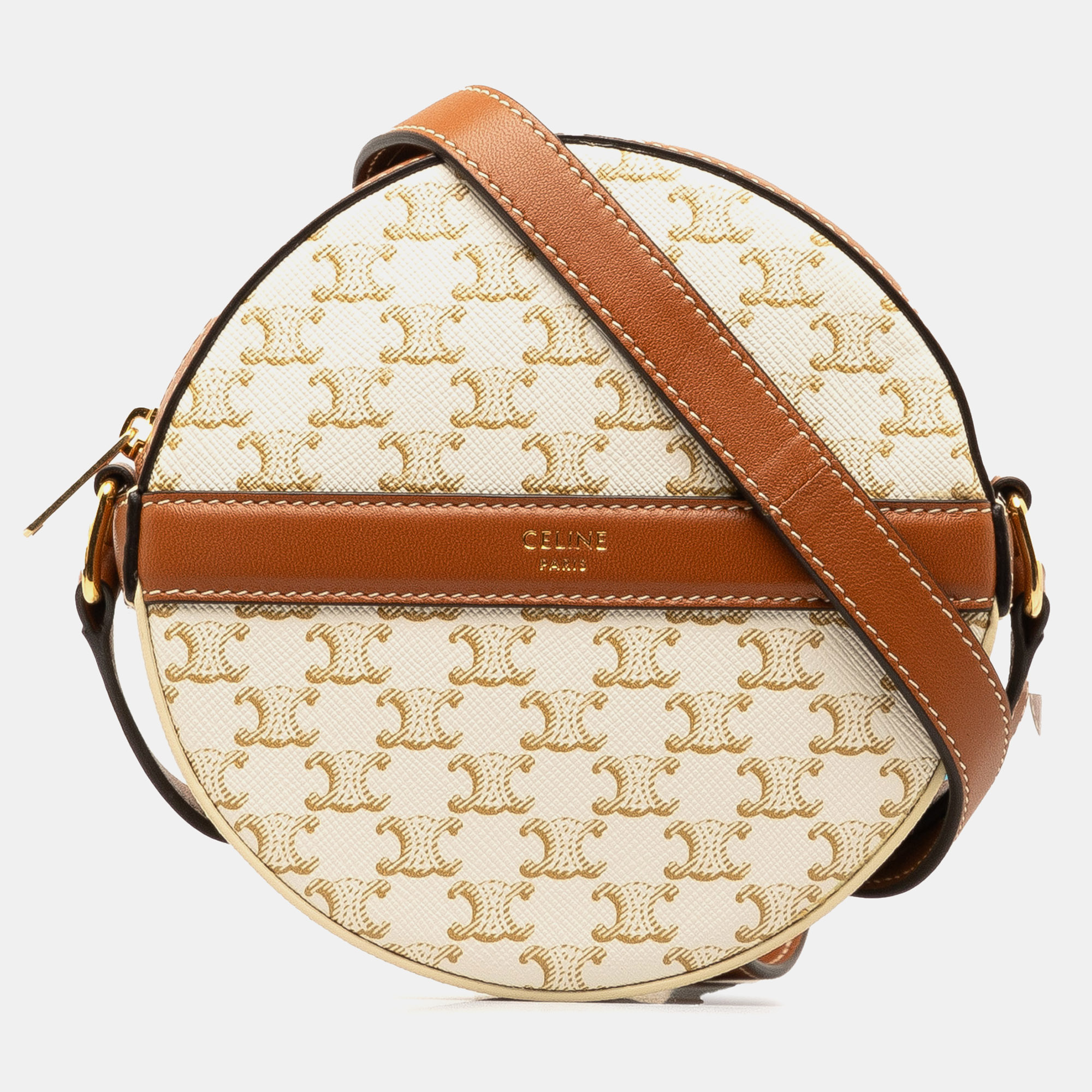 

Celine Triomphe Round Purse on Strap, Brown