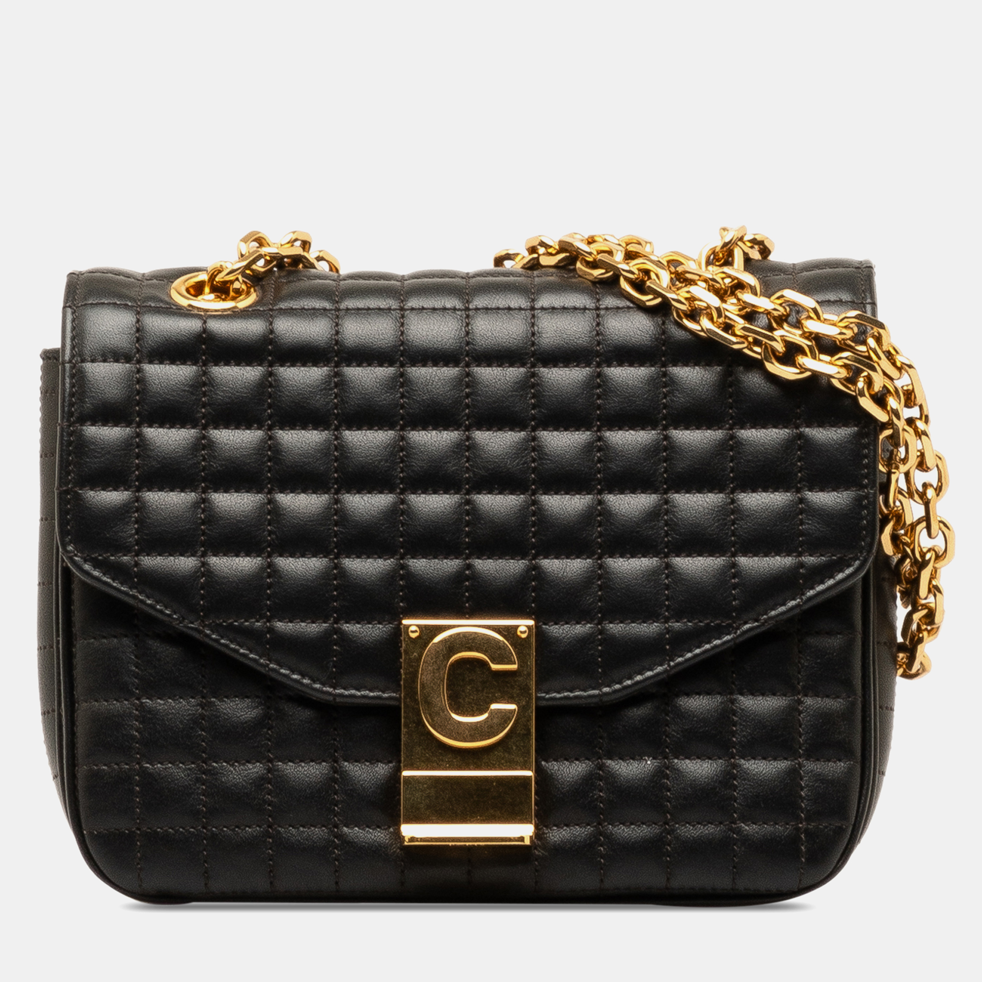 

Celine Small Quilted Calfskin C Bag, Black