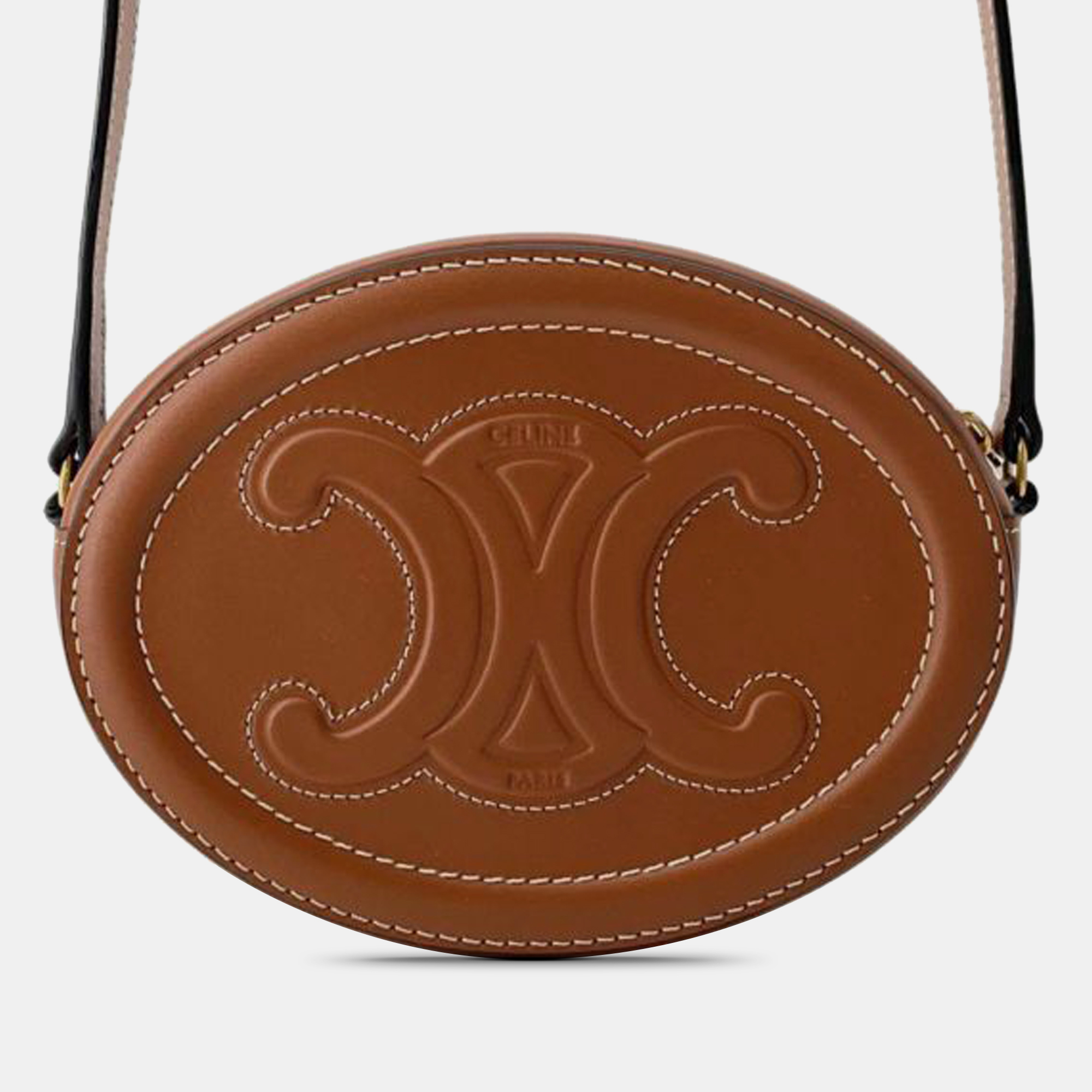 

Celine Cuir Triomphe Oval Crossbody, Brown