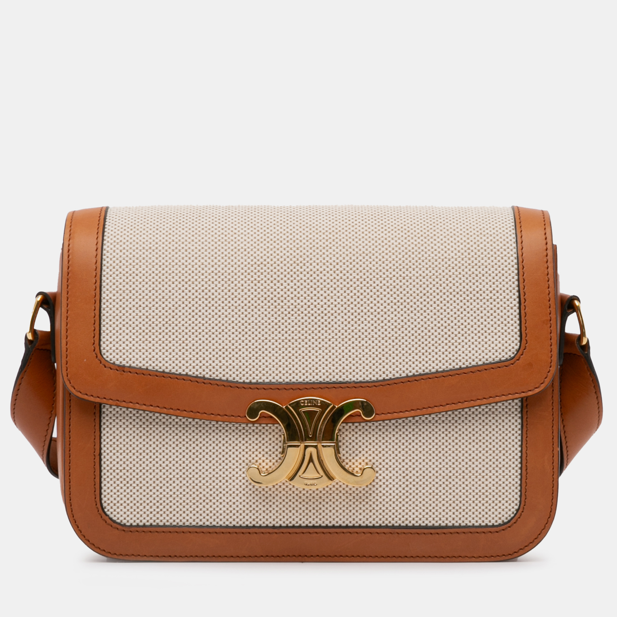 

Celine Canvas Classique Triomphe Crossbody, Beige