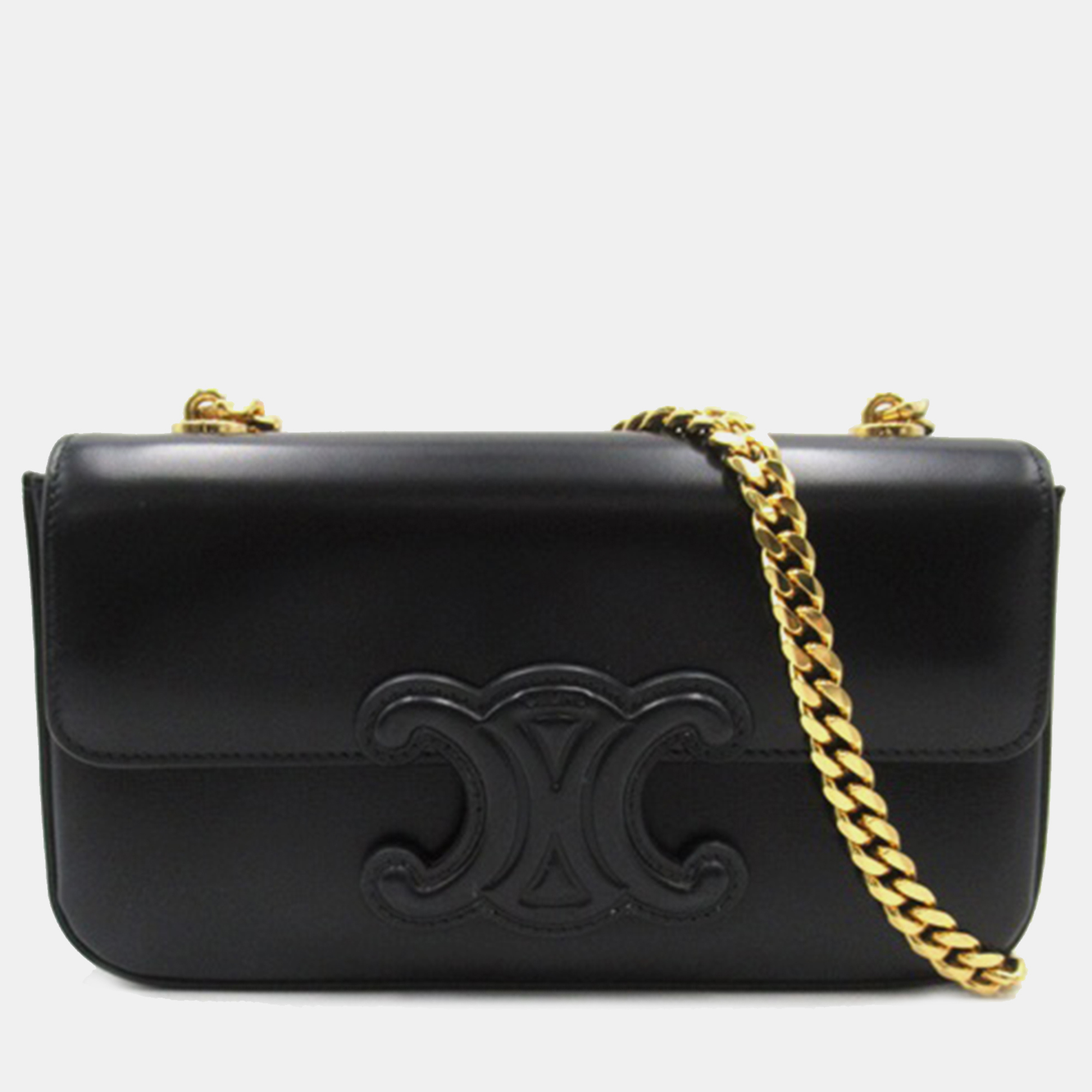 

Celine Cuir Triomphe Chain Shoulder Bag, Black