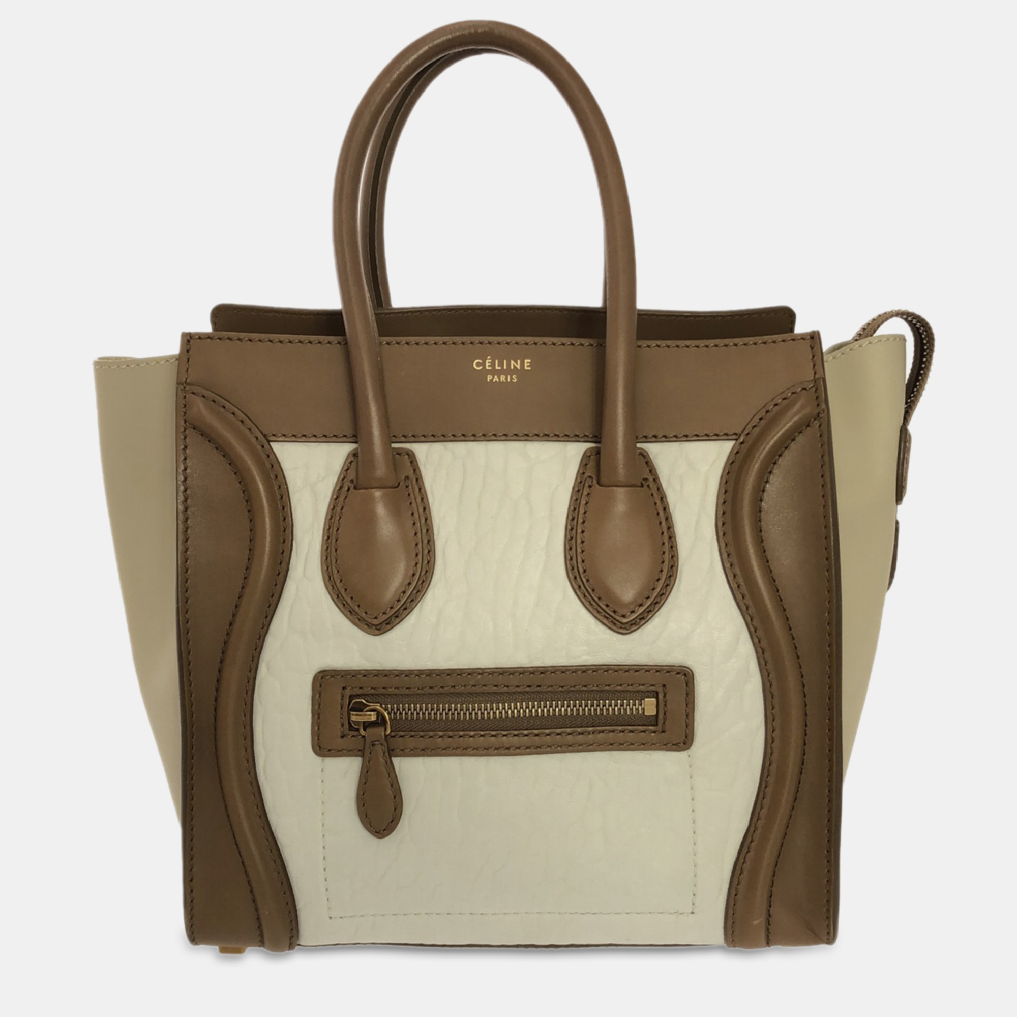 

Celine Micro Tricolor Luggage Tote, Brown