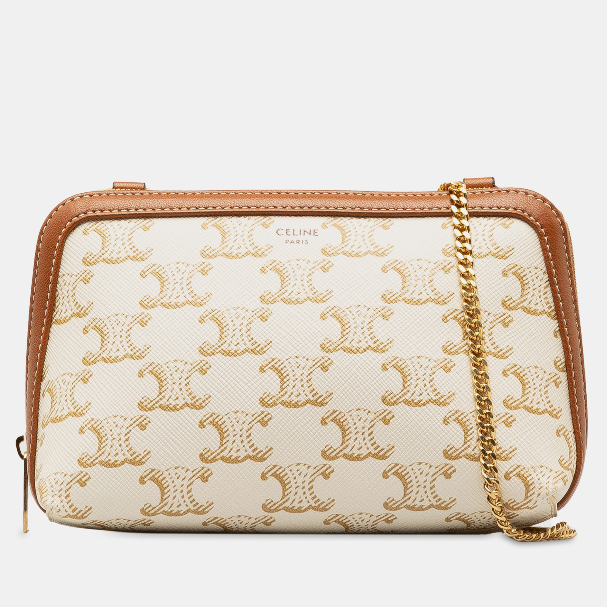 

Celine Triomphe Clutch On Chain, White