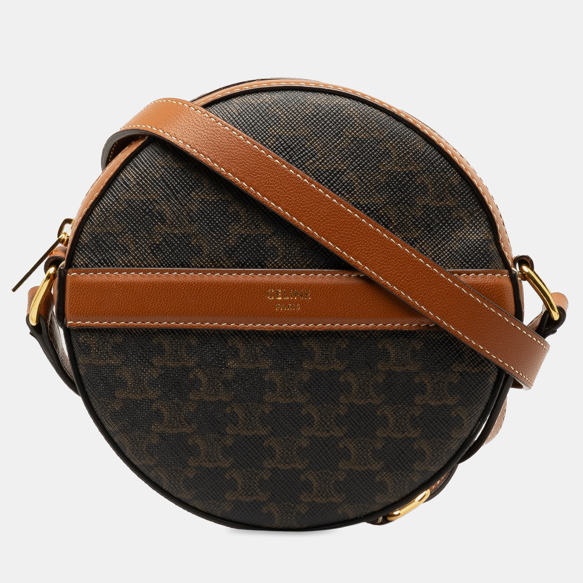 

Celine Triomphe Round Purse on Strap, Brown