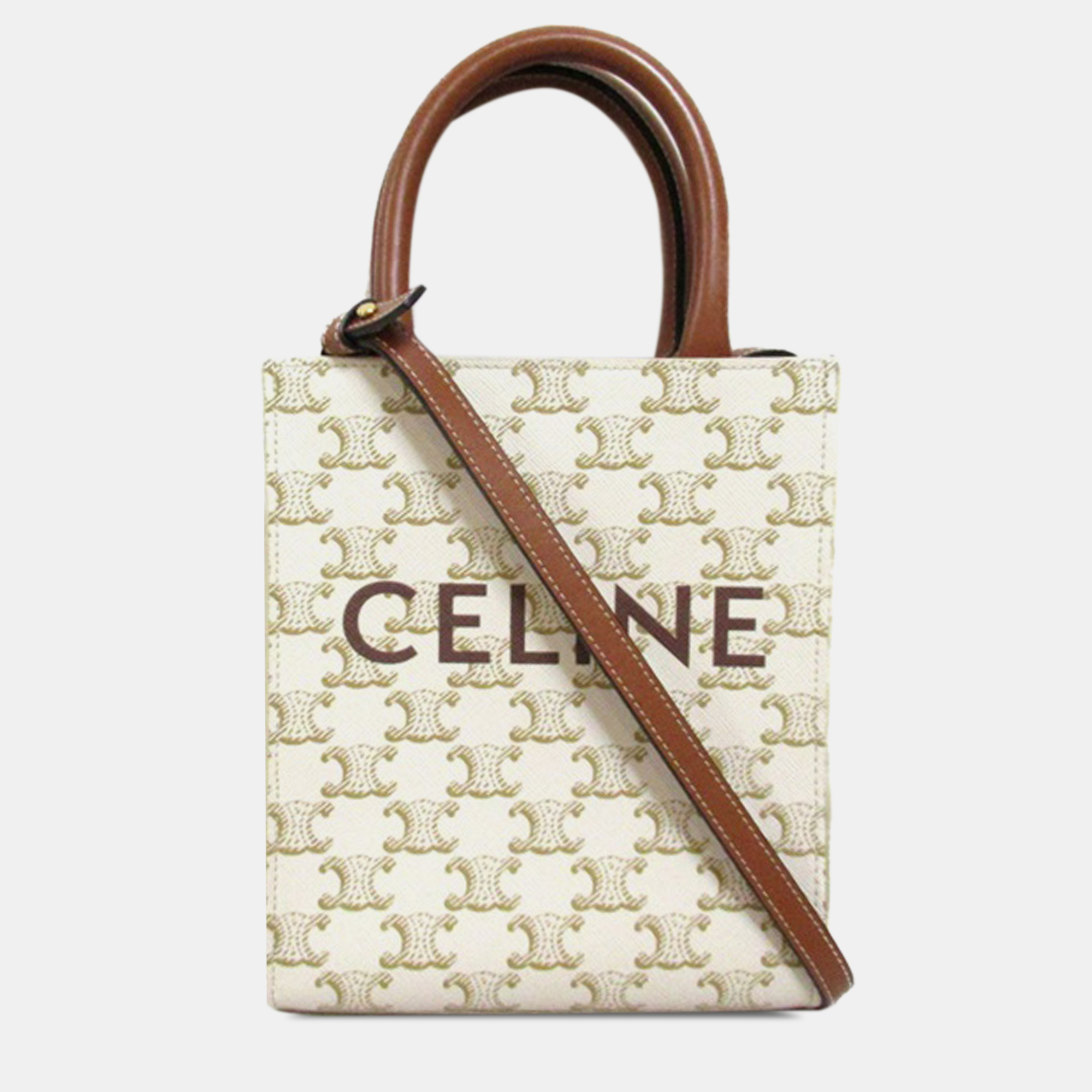 

Celine Mini Triomphe Vertical Cabas Bag, White