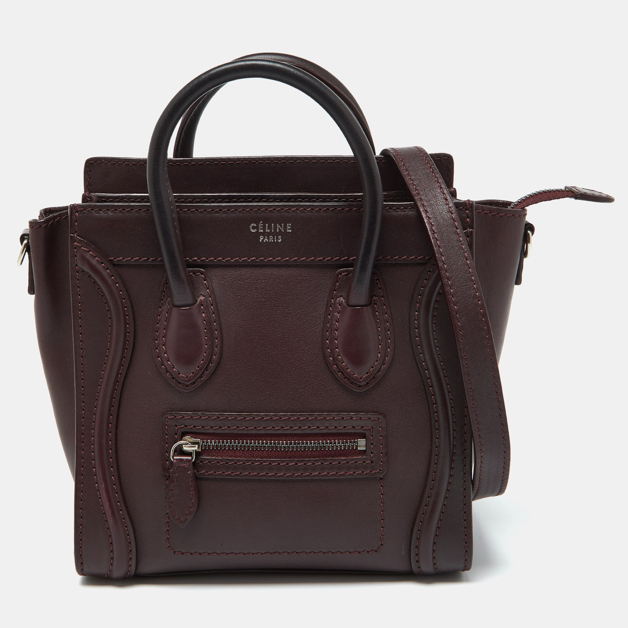 

Celine Burgundy Leather Nano Luggage Tote