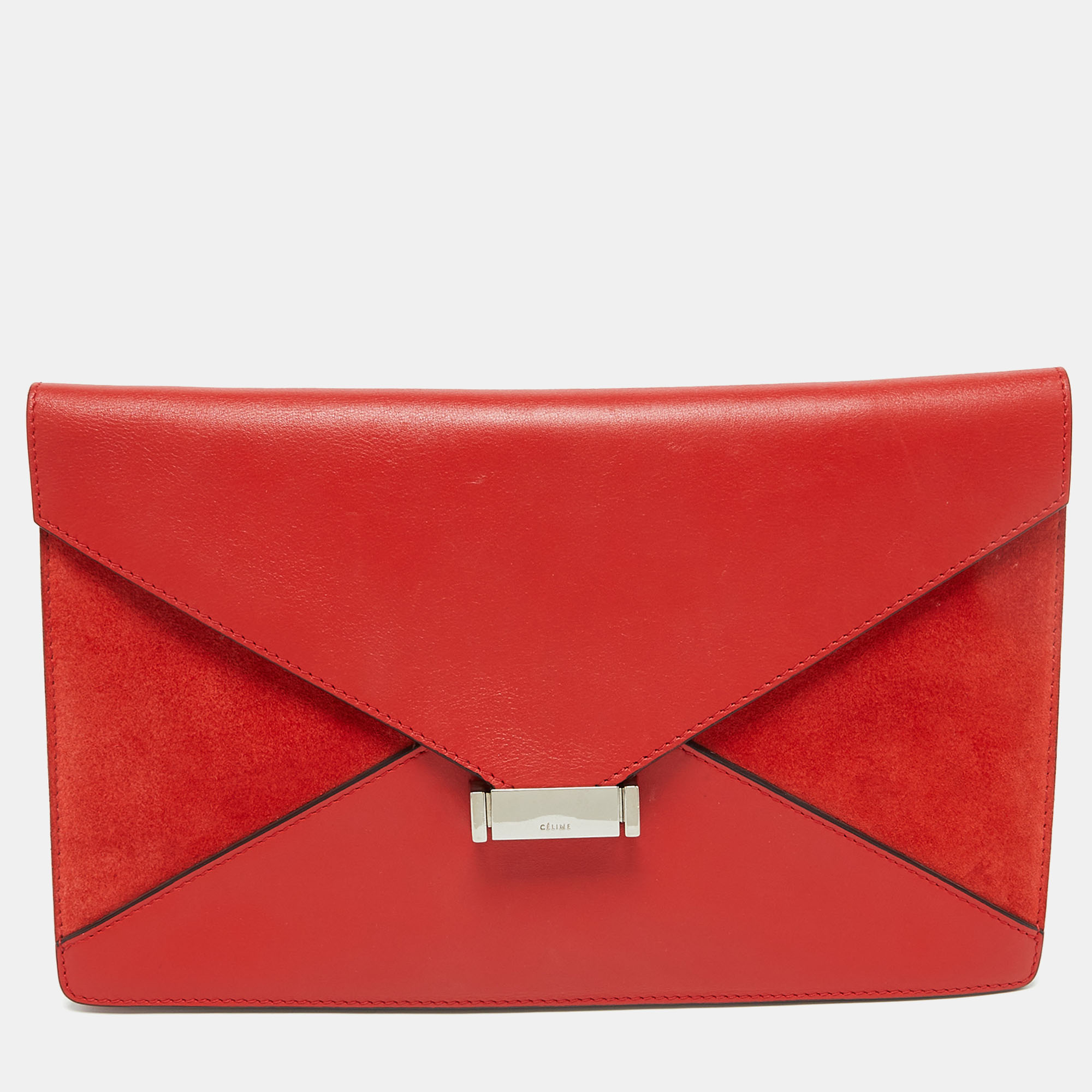 

Celine Orange Suede and Leather Diamond Clutch