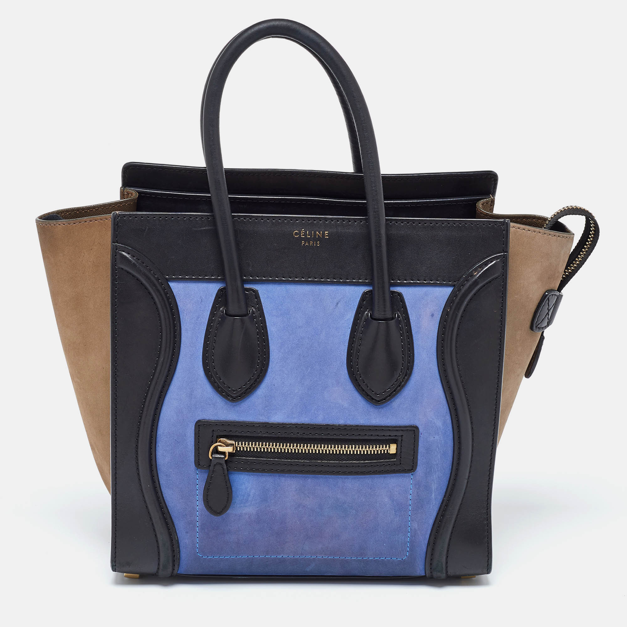 

Celine Tricolor Nubuck and Leather Mirco Luggage Tote, Multicolor