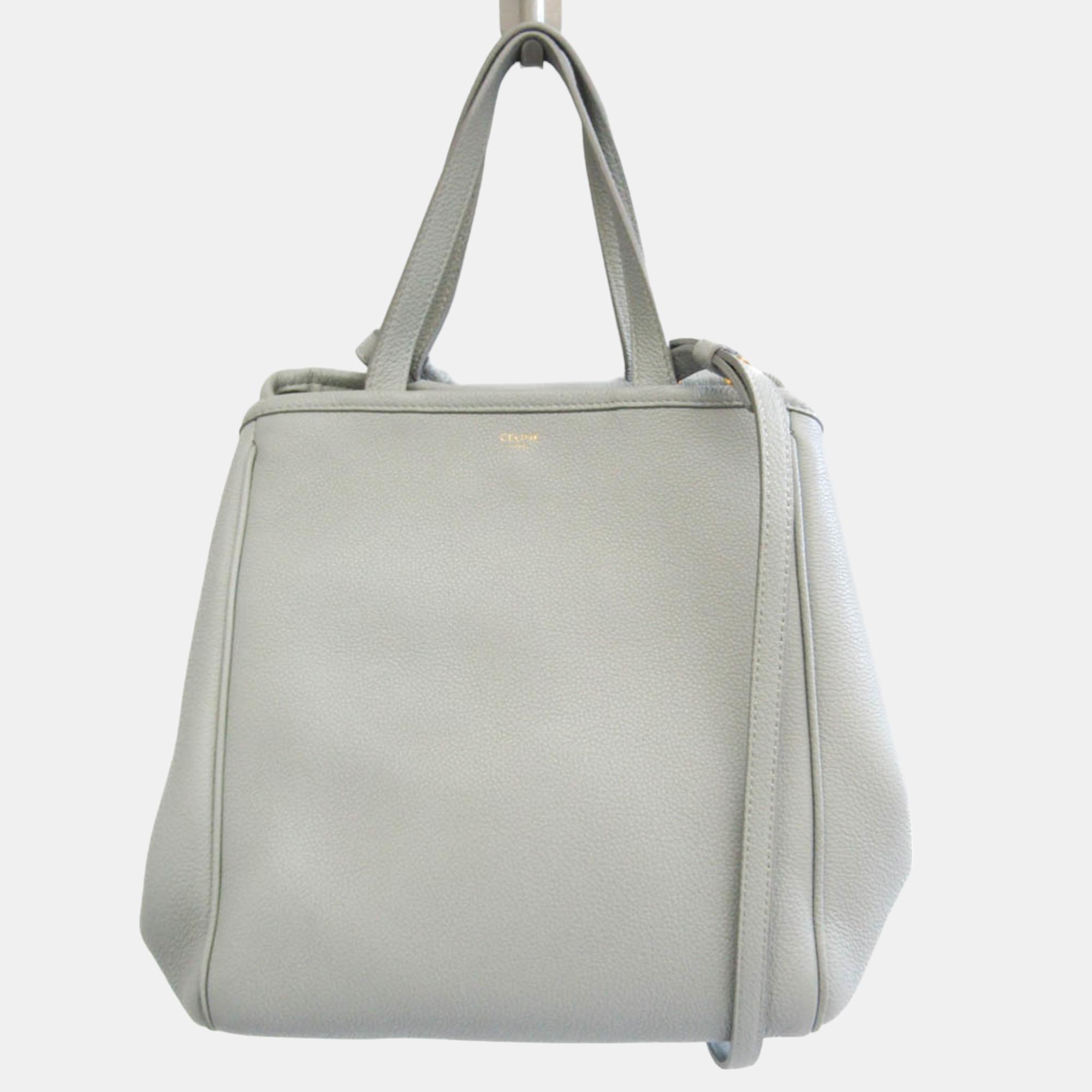 

Celine Light Blue Grey Leather Medium Cabas Phantom Tote Bag