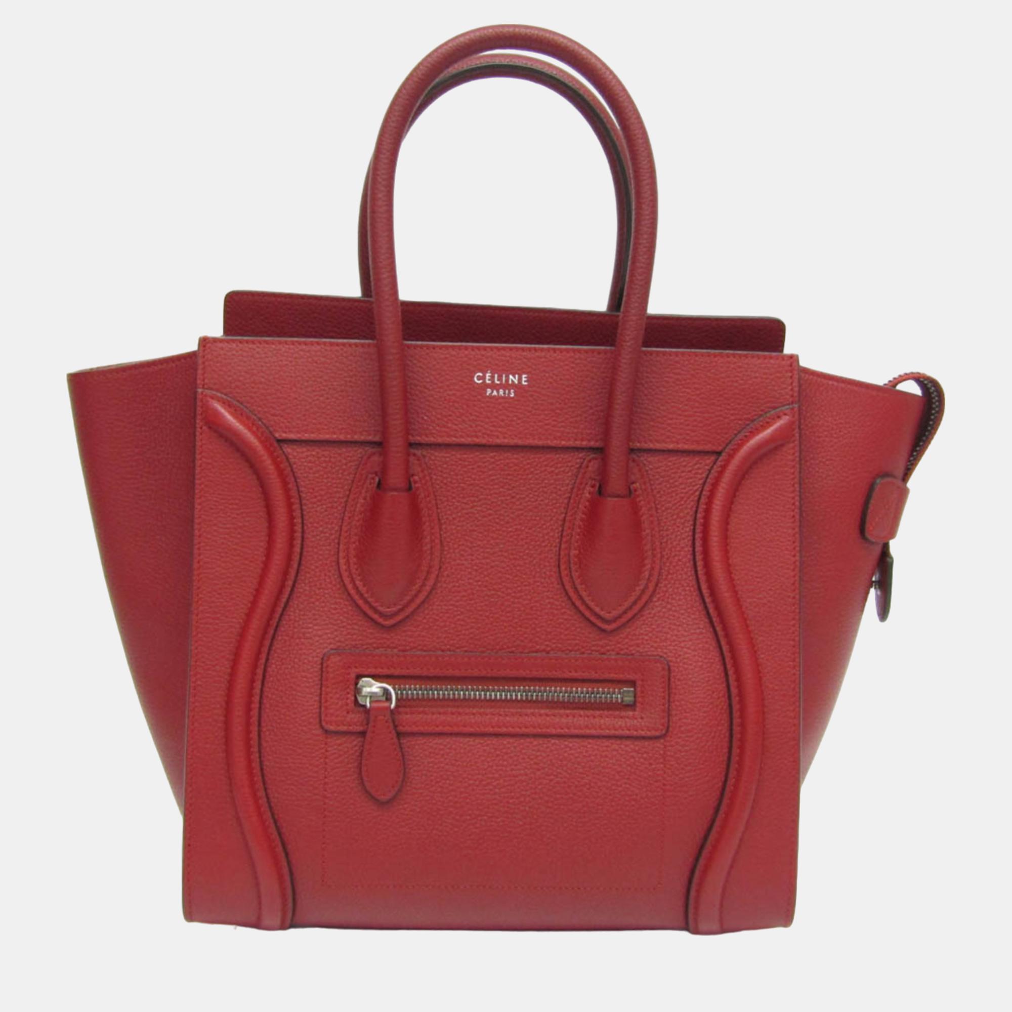 

Celine Dark Red Leather Micro Luggage Satchel