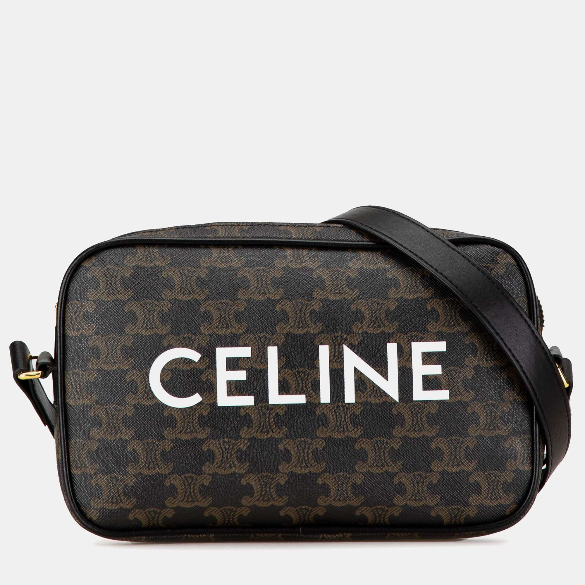 Pre-owned Celine Medium Triomphe Messenger Bag In Black