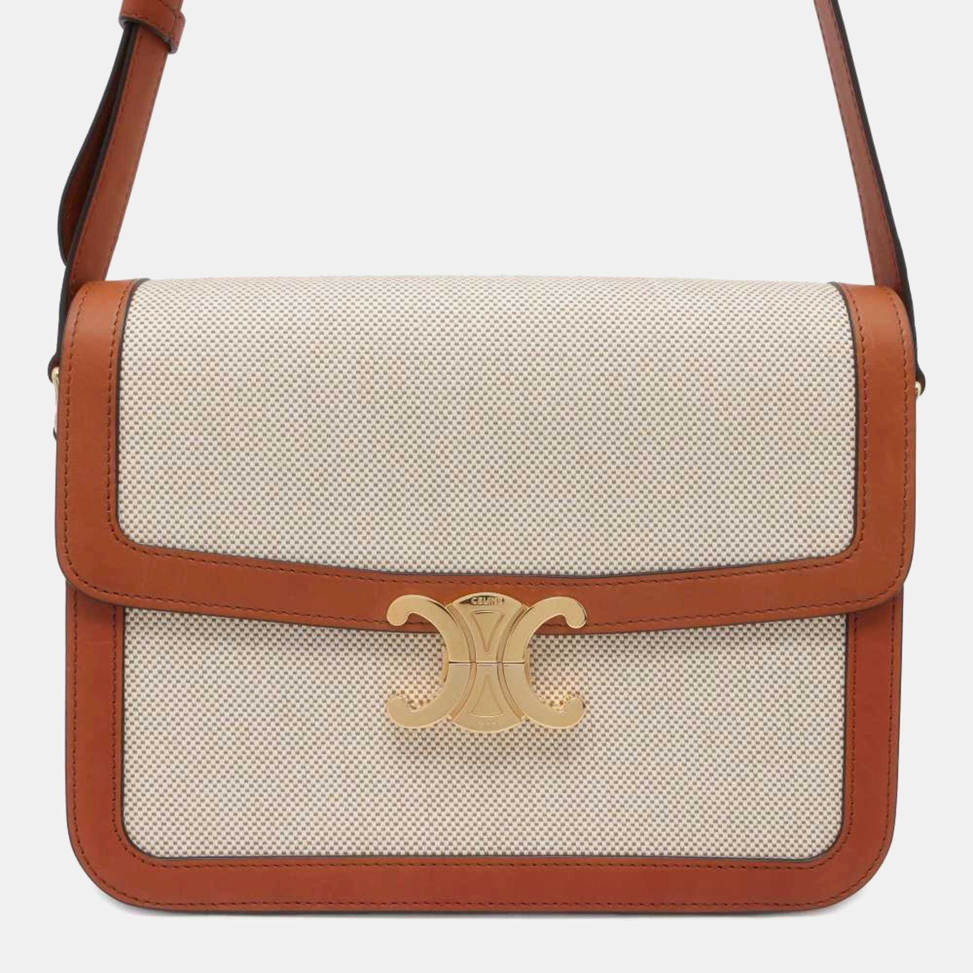 

Celine Beige/Brown Leather Triomphe Shoulder Bag