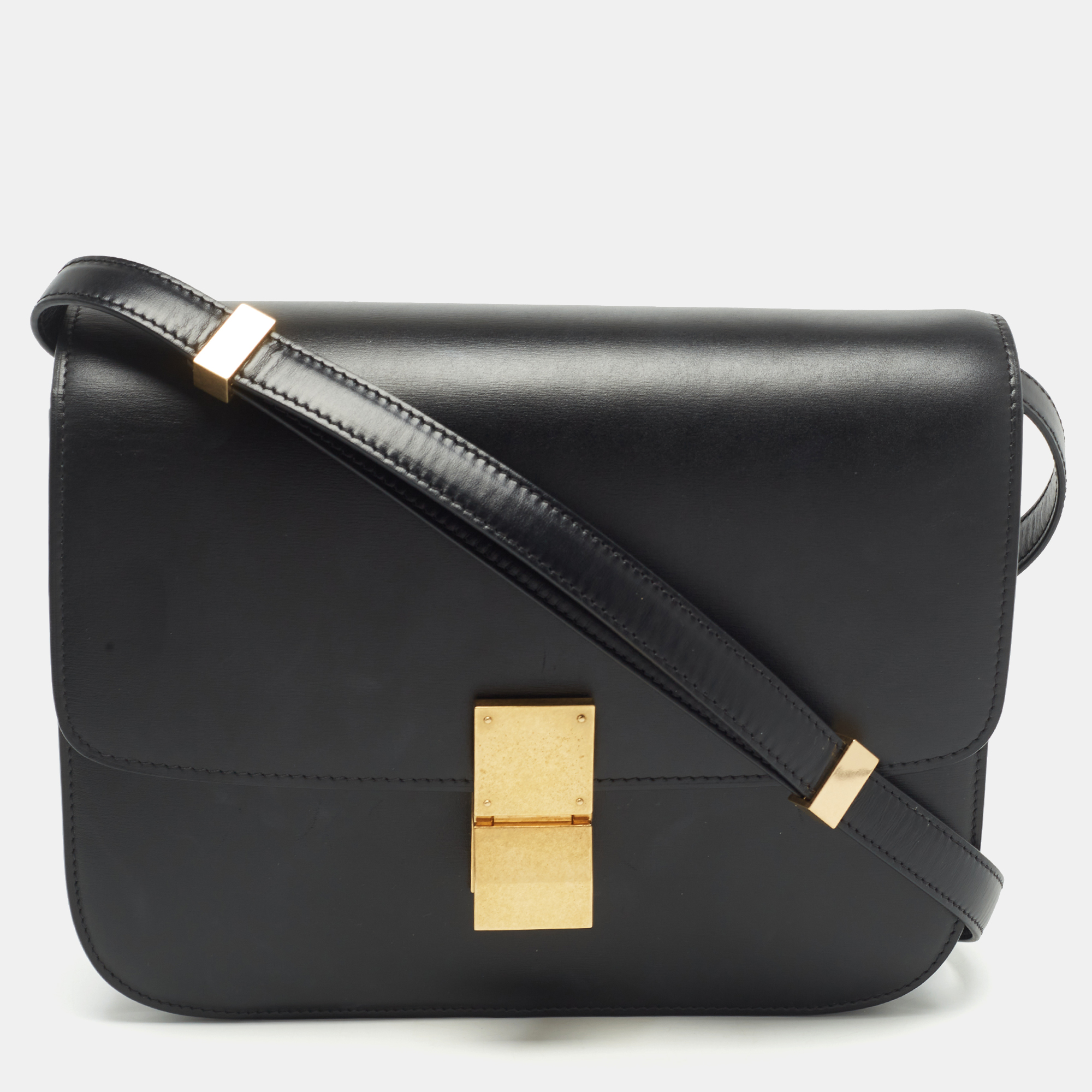 

Celine Black Leather  Classic Box Shoulder Bag