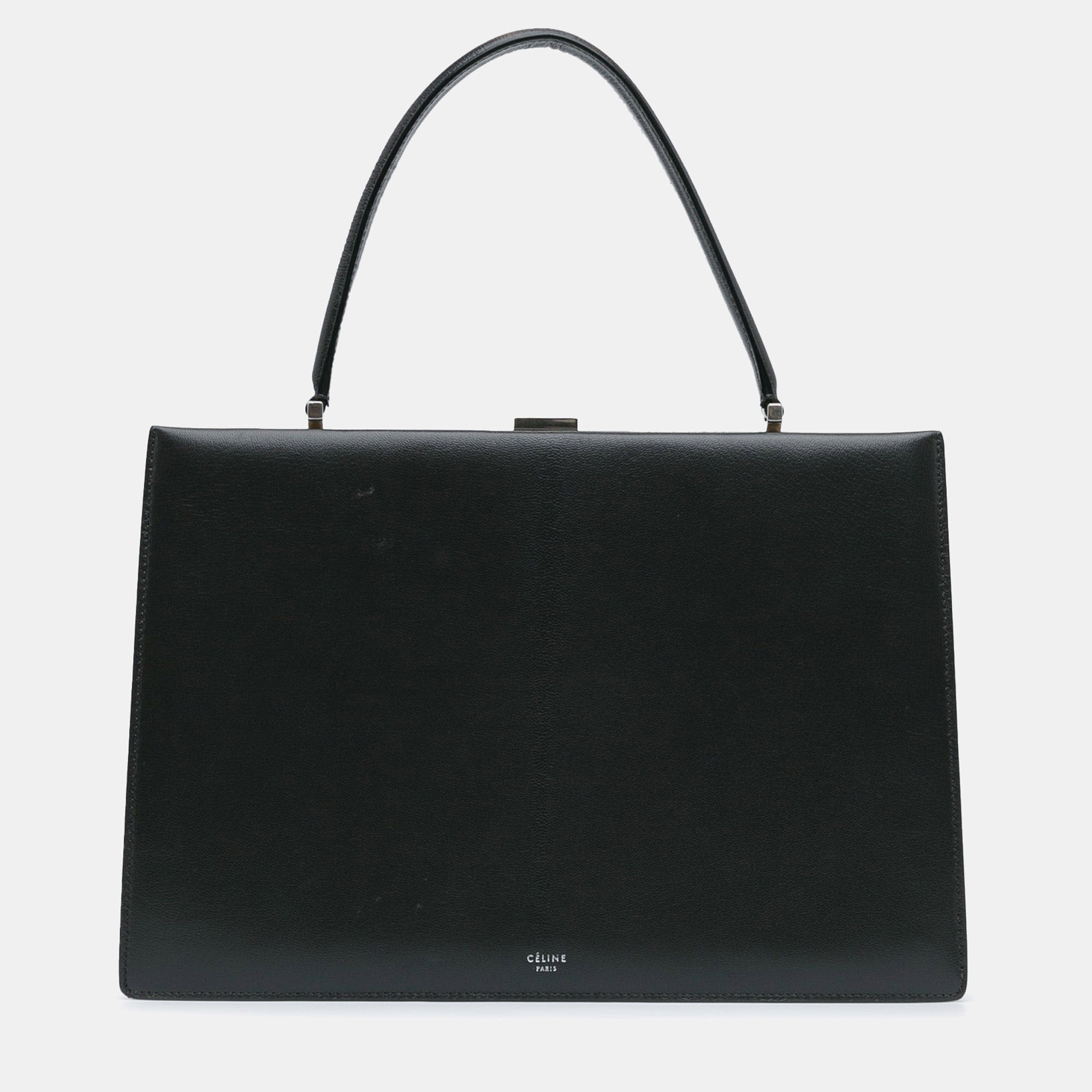 

Celine Medium Leather Clasp Bag, Black