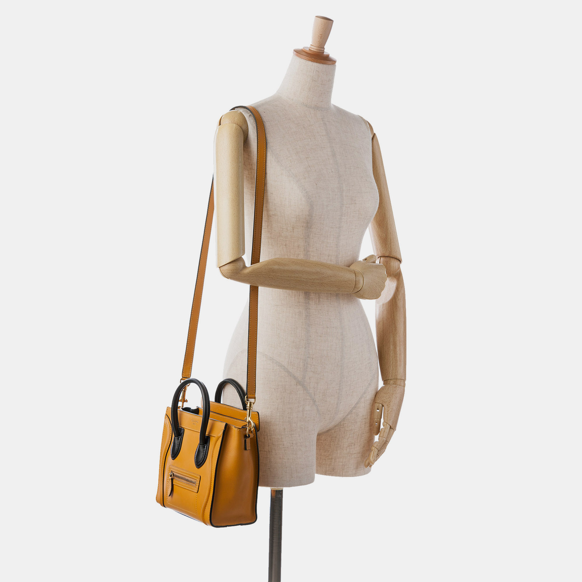 Celine Bicolor Leather Nano Luggage Tote Bag 