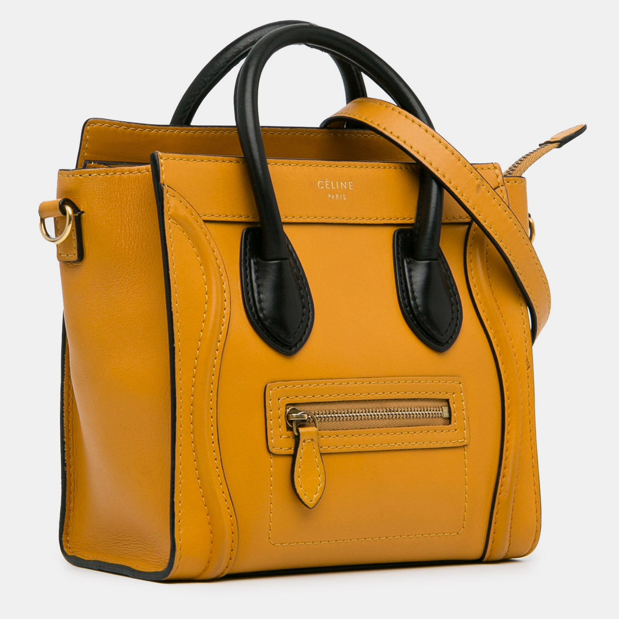 Celine Bicolor Leather Nano Luggage Tote Bag 