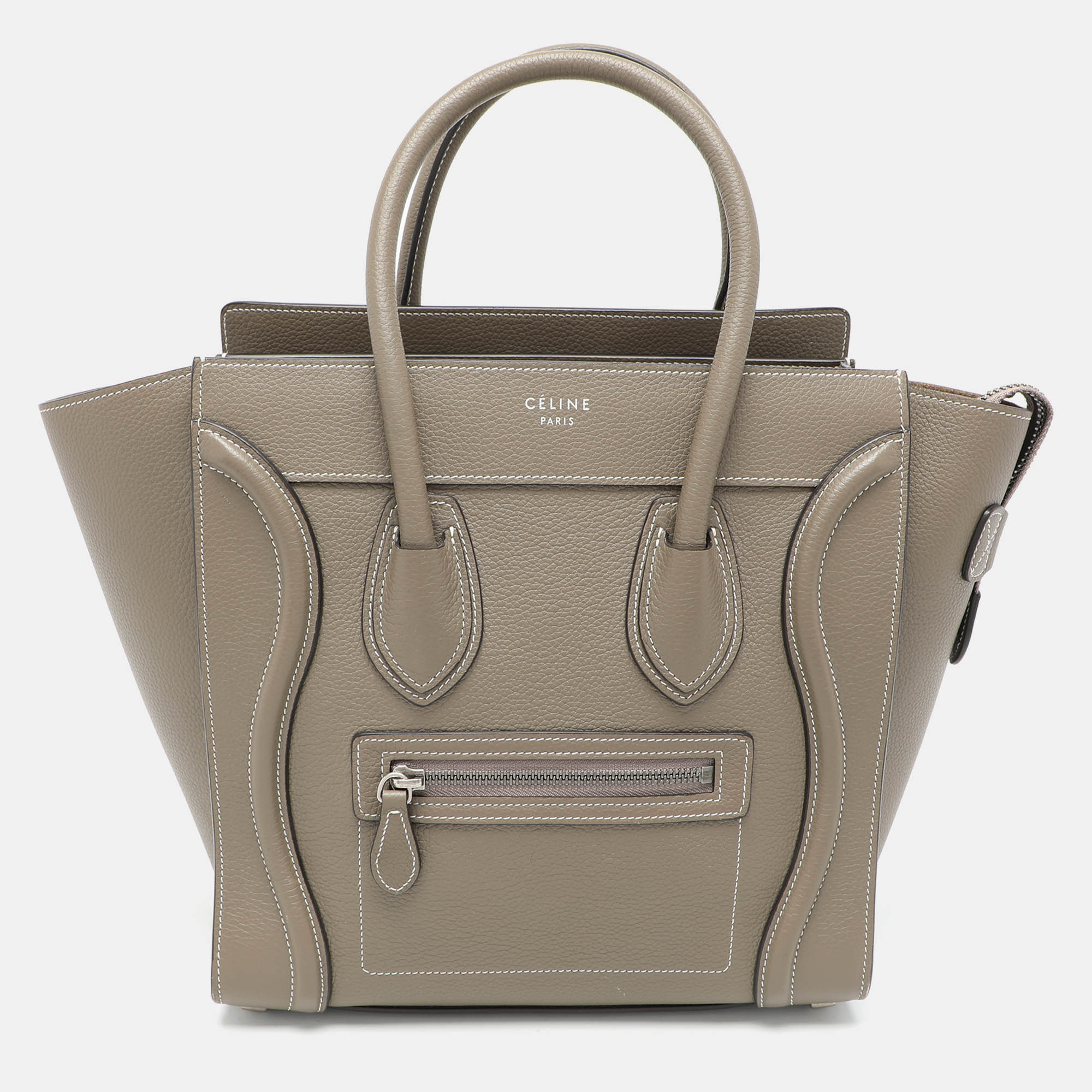 Pre-owned Celine Beige Leather Micro Luggage Tote