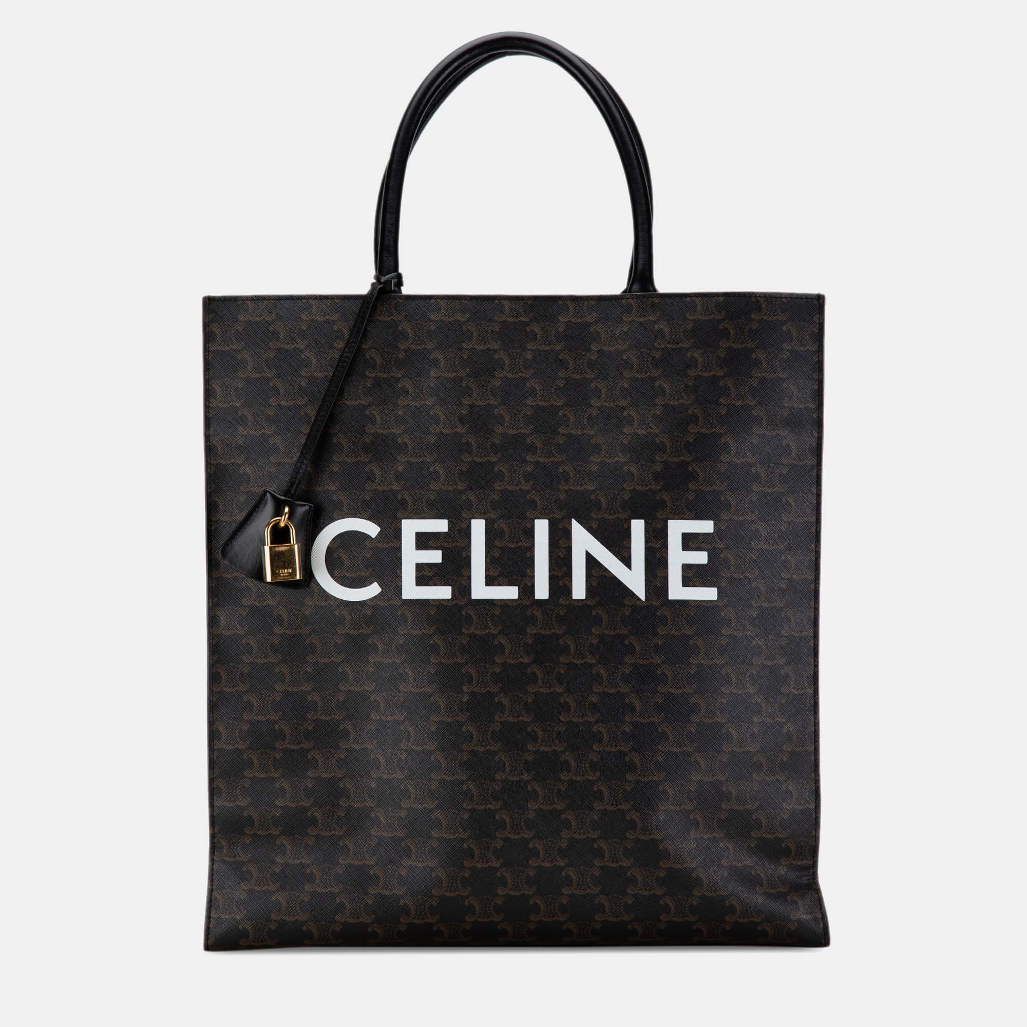 

Celine Large Triomphe Cabas Vertical Tote, Black