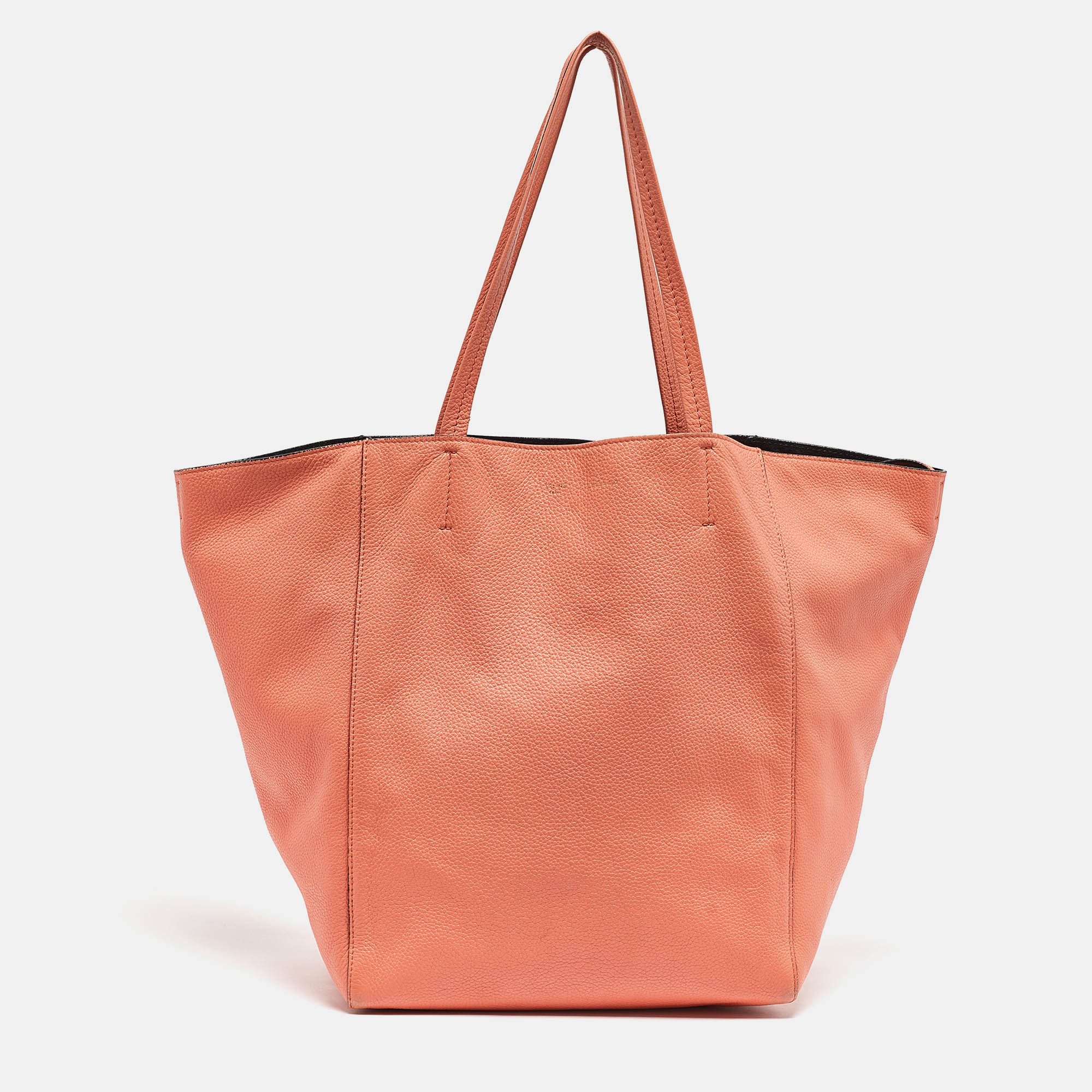 Pre-owned Celine Orange Leather Medium Cabas Phantom Tote