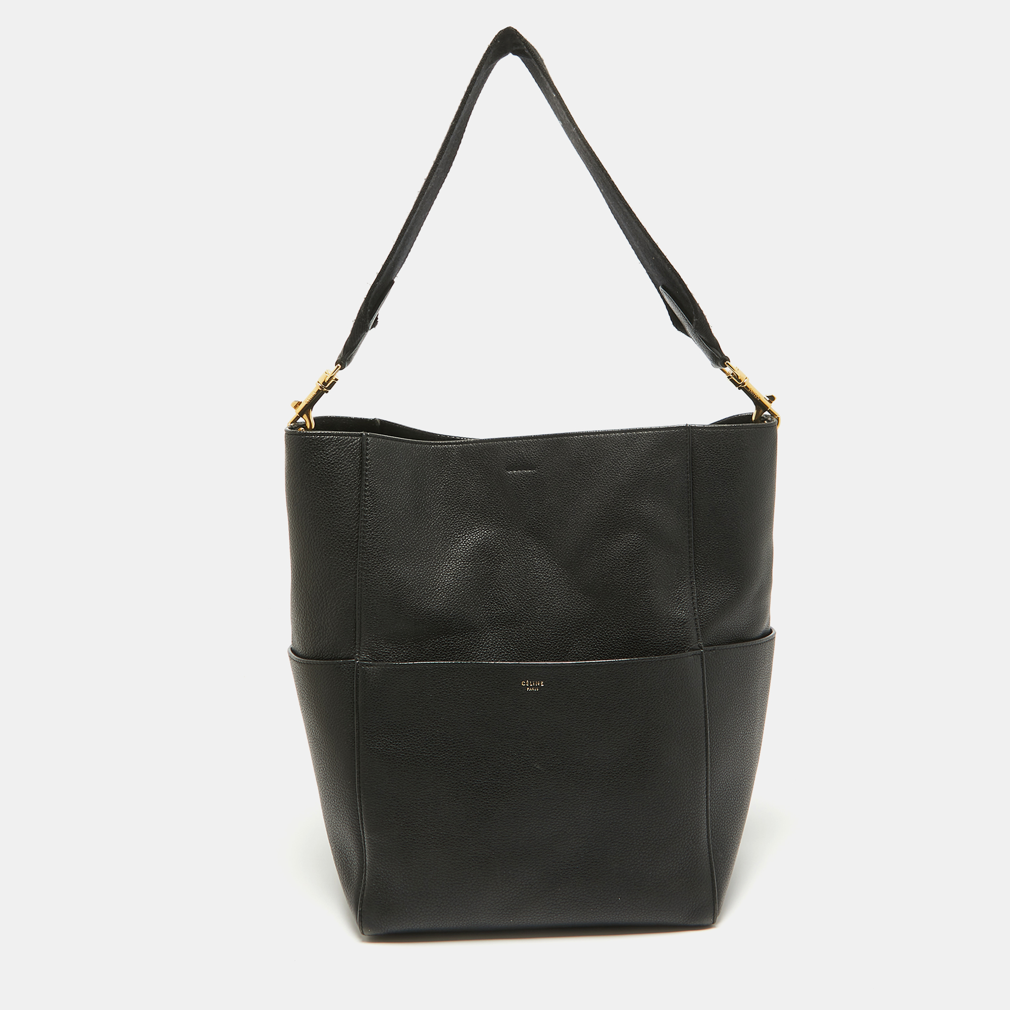 

Celine Black Leather Sangle Bucket Bag