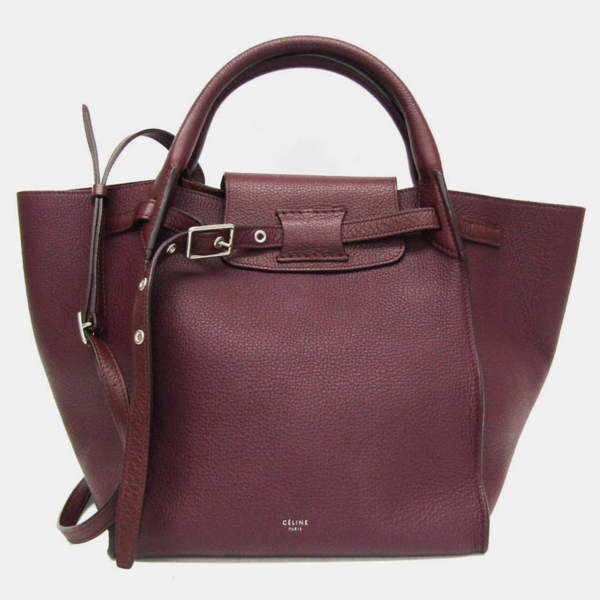 

Celine Wine Big Small Leather Handbag, Purple