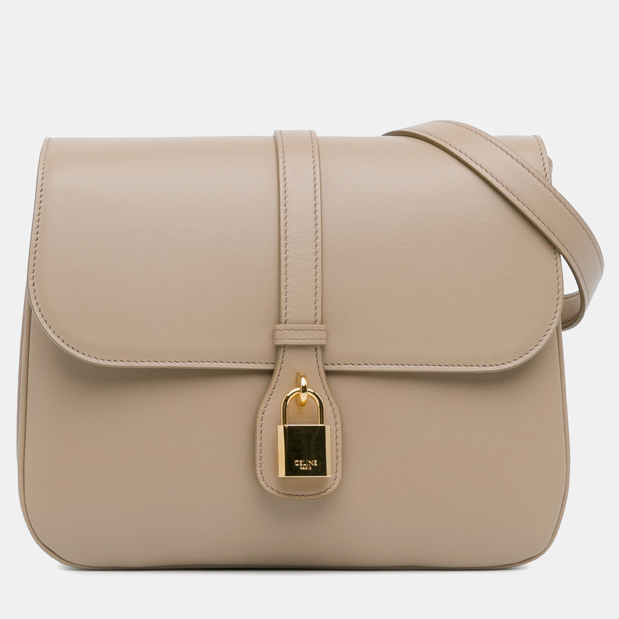 

Celine Medium Leather Tabou Crossbody Bag, Beige