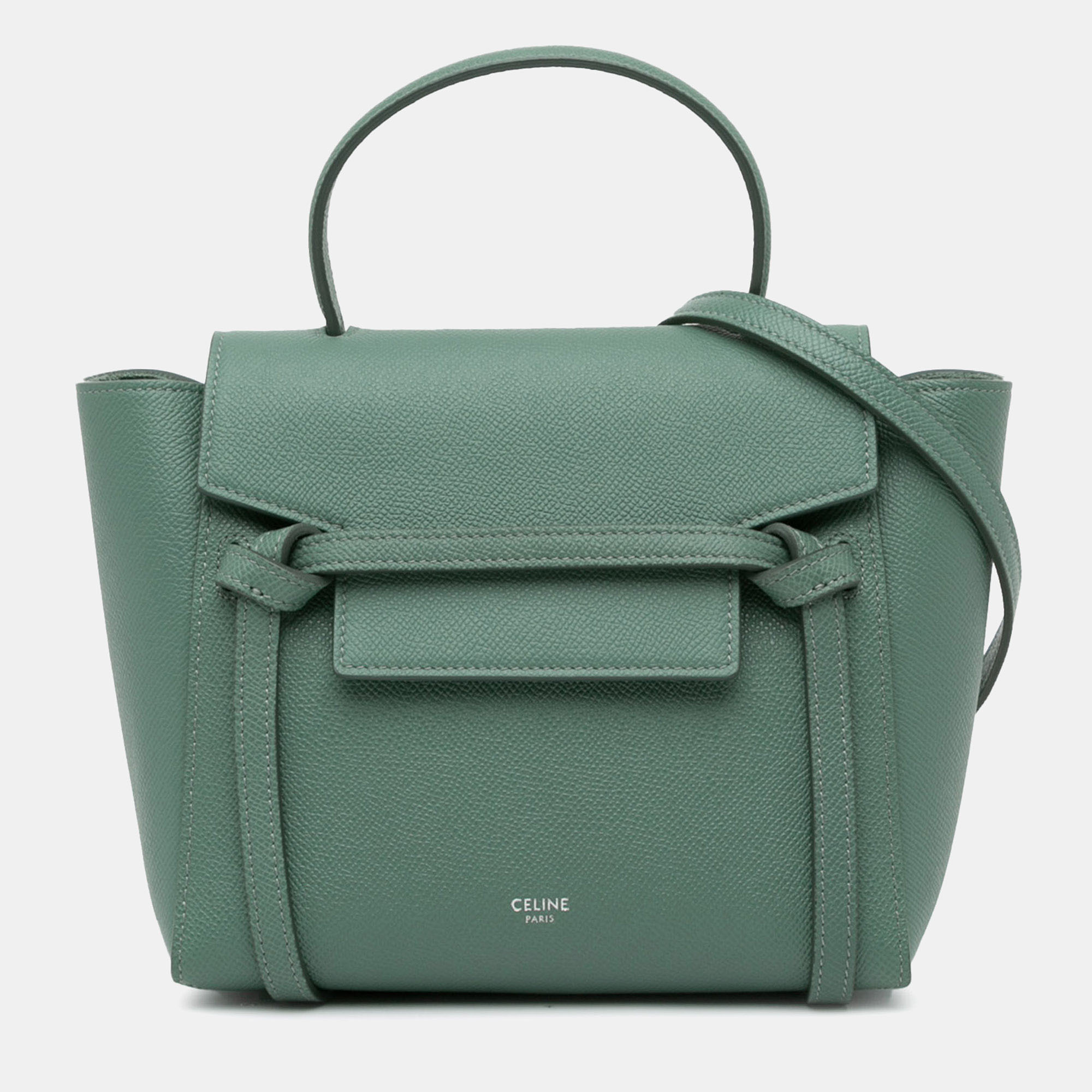 

Celine Nano Leather Belt Satchel Bag, Green